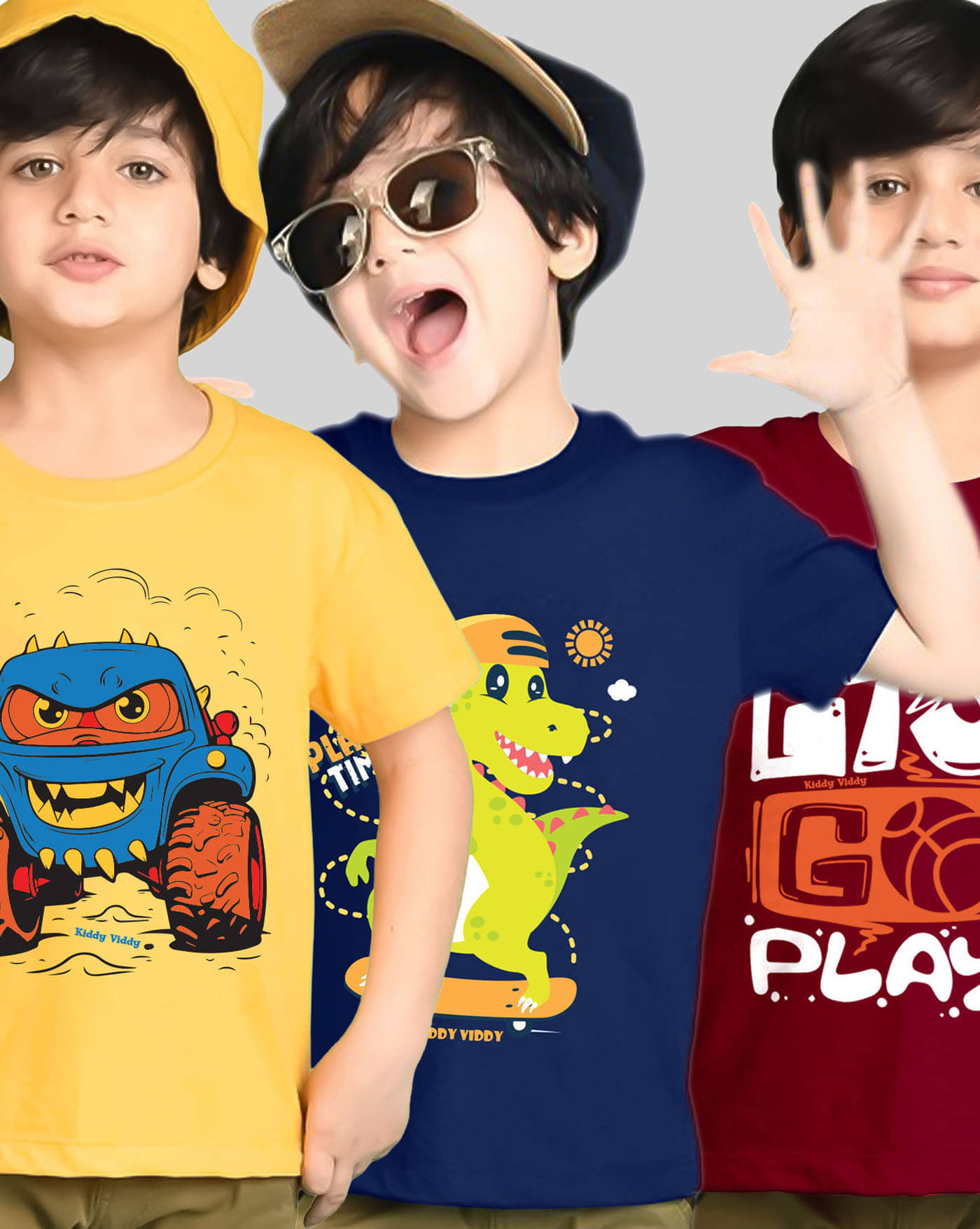     			AOOSH Pack of 3 Boys Cotton Blend T-Shirt ( Maroon )