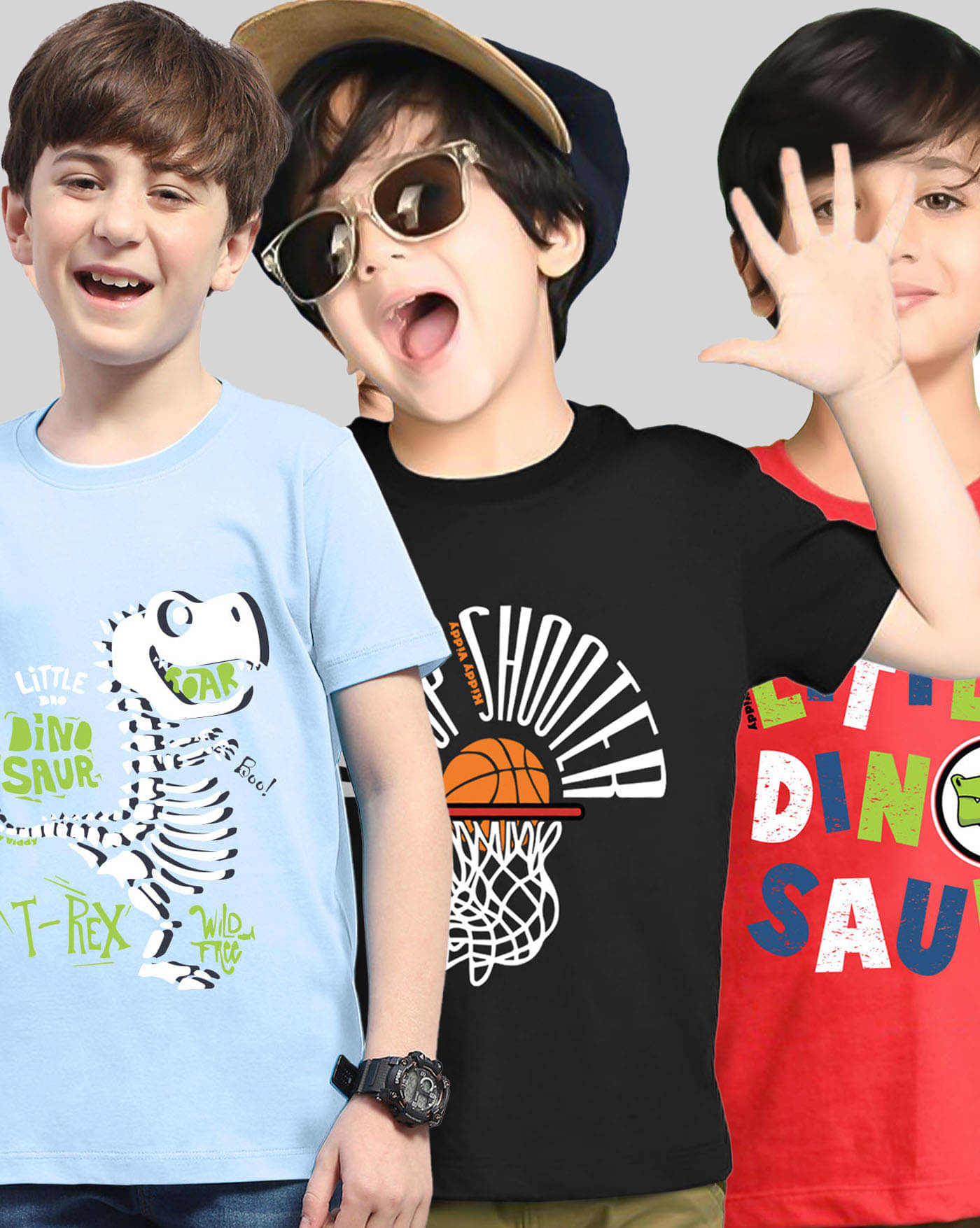     			AOOSH Pack of 3 Boys Cotton Blend T-Shirt ( Red )