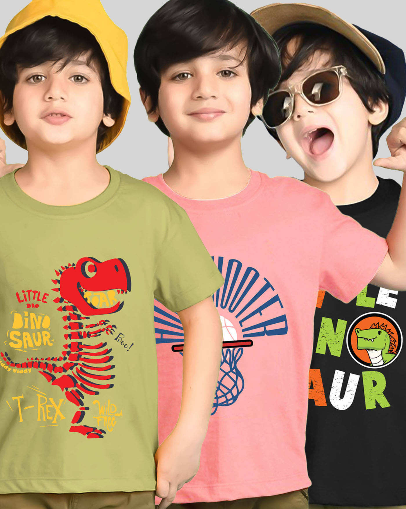     			AOOSH Pack of 3 Boys Cotton Blend T-Shirt ( Peach )