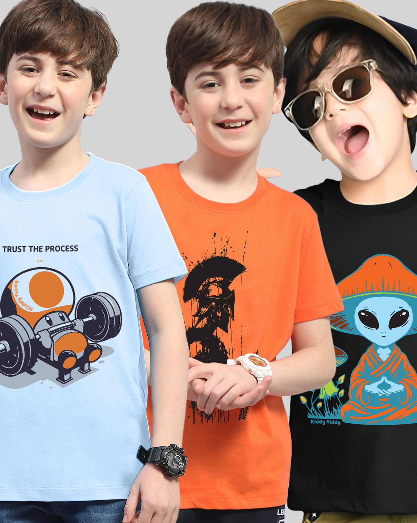     			AOOSH Pack of 3 Boys Cotton Blend T-Shirt ( Orange )