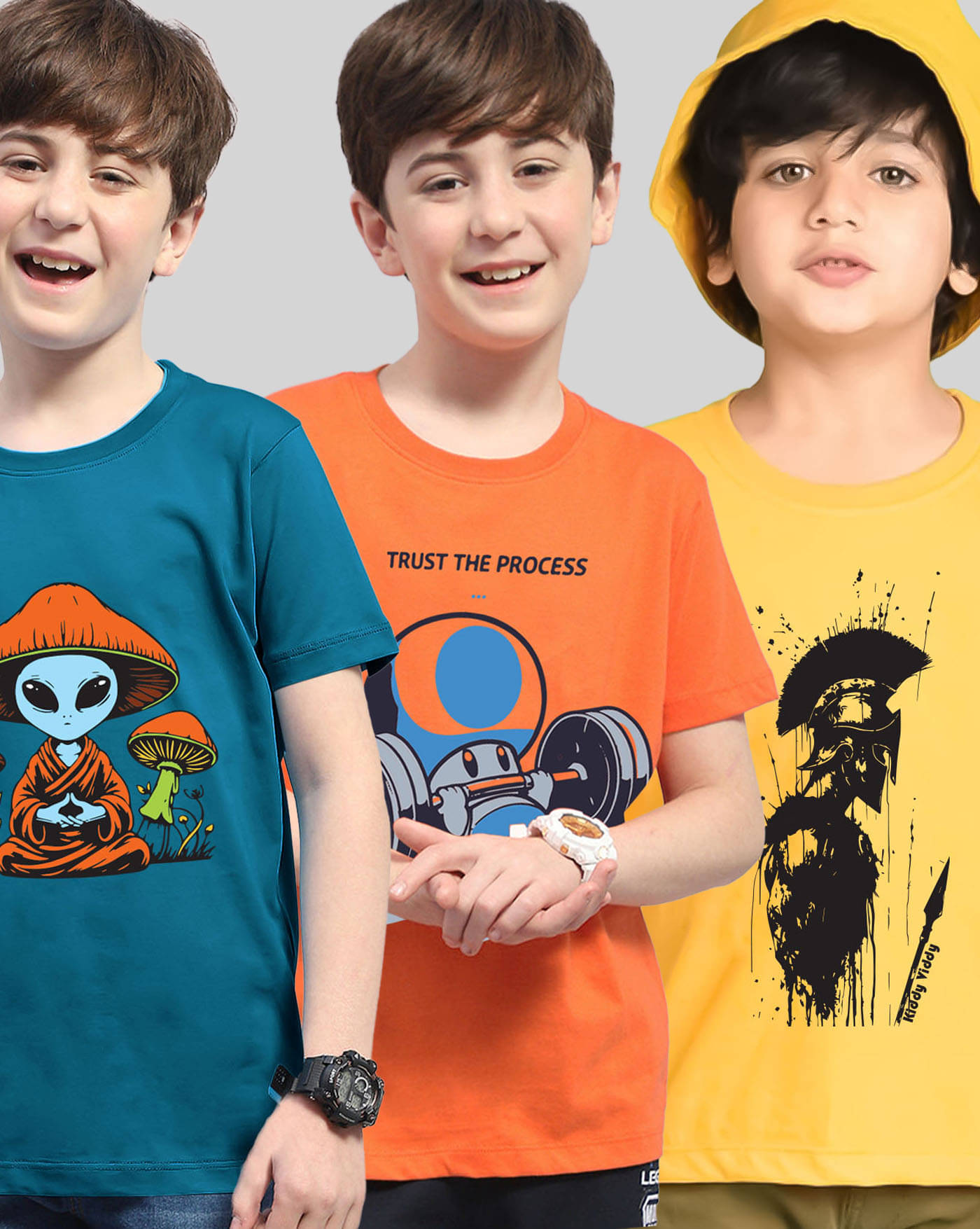     			AOOSH Pack of 3 Boys Cotton Blend T-Shirt ( Multicolor )