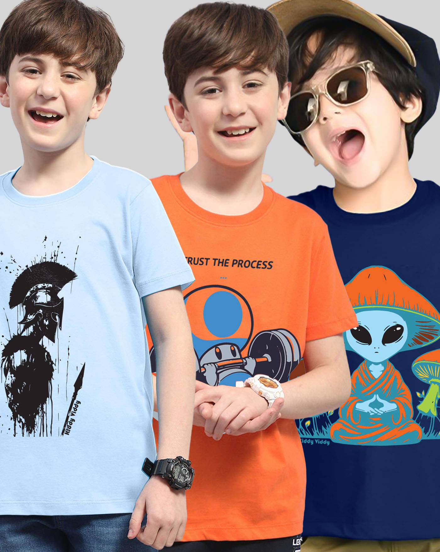     			AOOSH Pack of 3 Boys Cotton Blend T-Shirt ( Navy Blue )