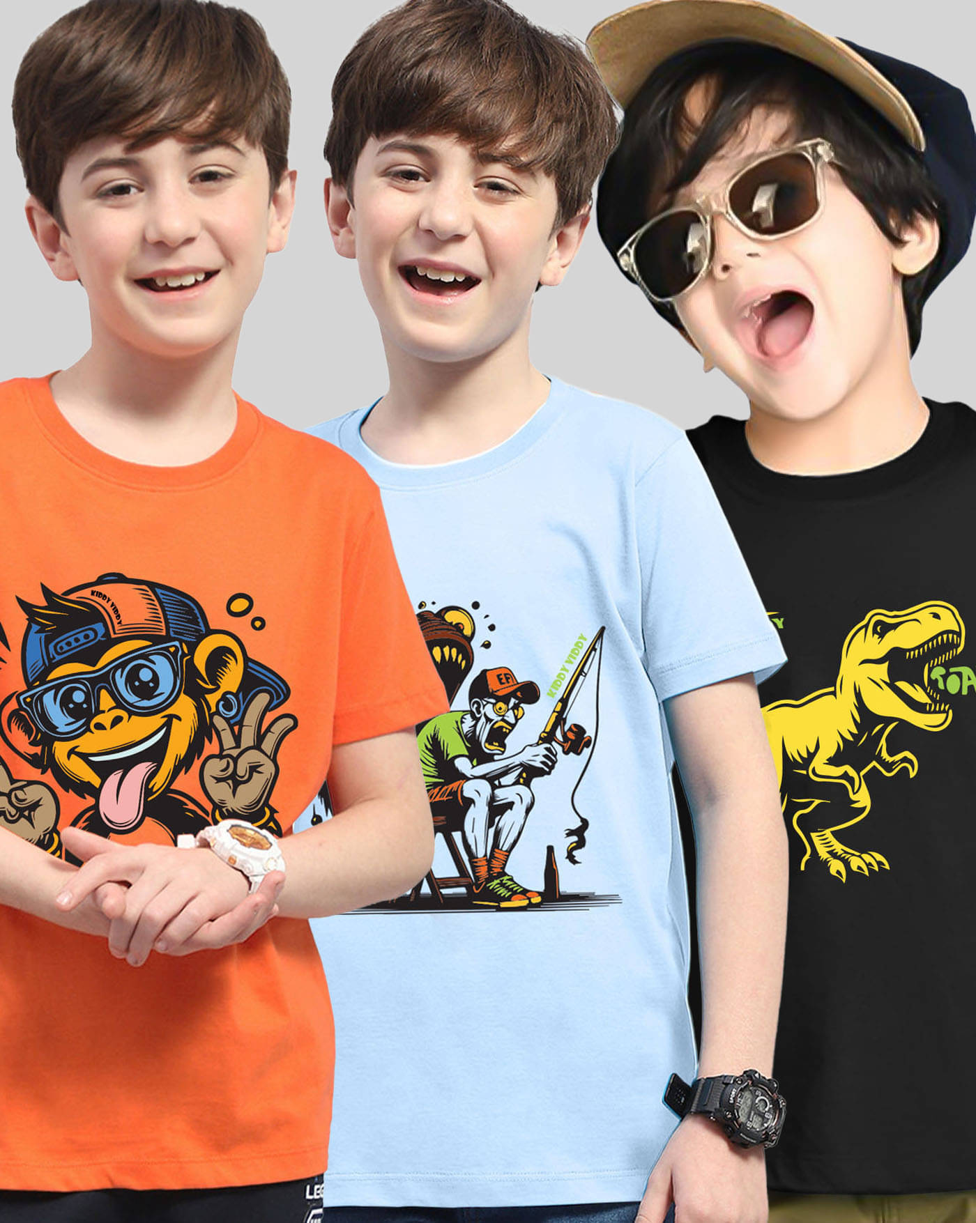     			AOOSH Pack of 3 Boys Cotton Blend T-Shirt ( Orange )