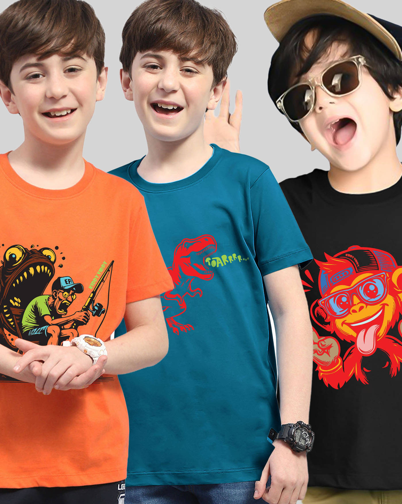     			AOOSH Pack of 3 Boys Cotton Blend T-Shirt ( Black )