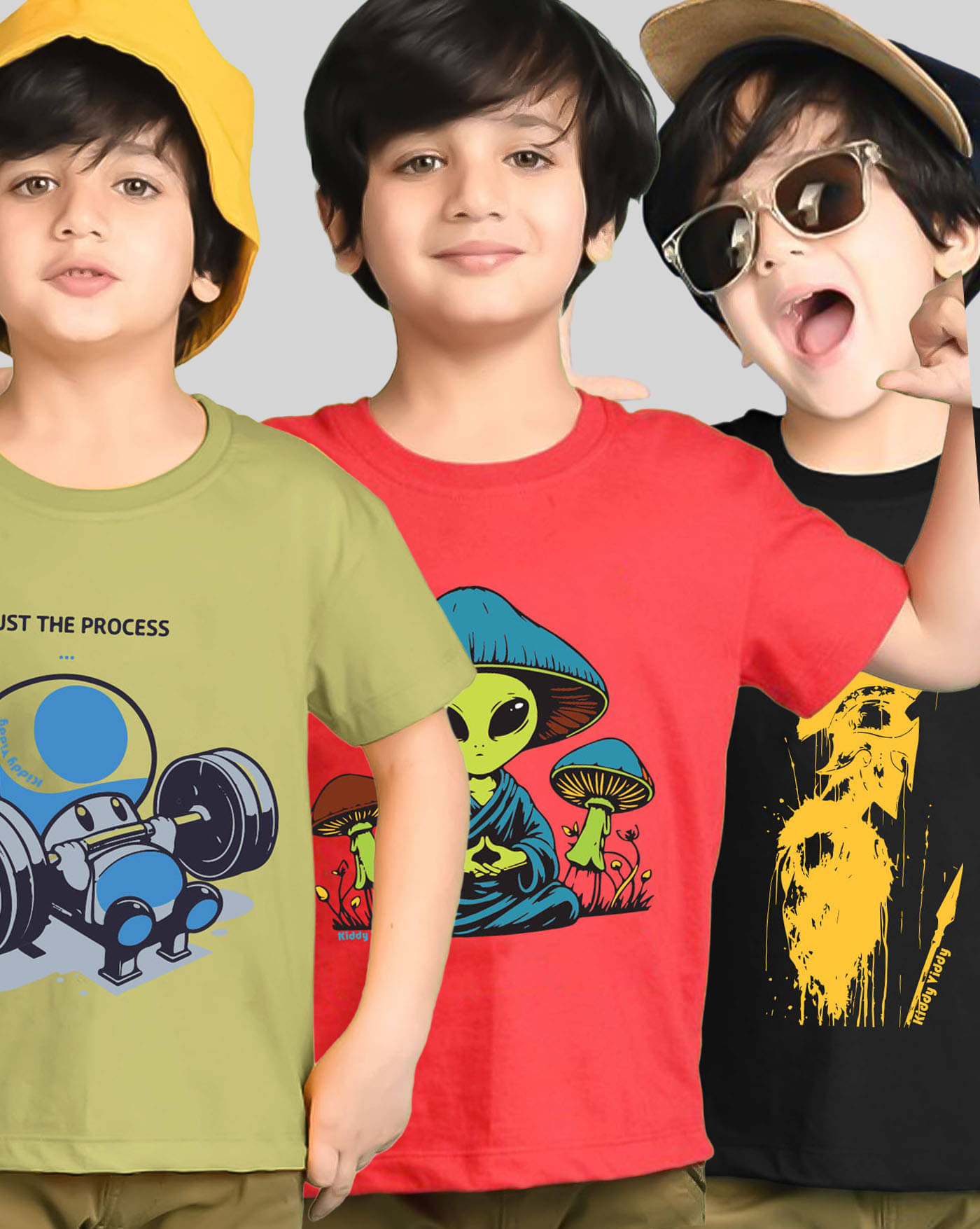     			AOOSH Pack of 3 Boys Cotton Blend T-Shirt ( Red )