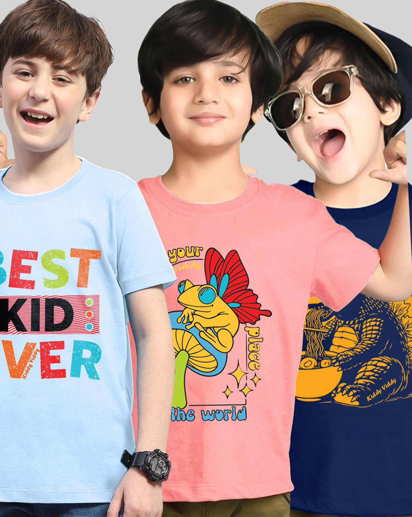     			AOOSH Pack of 3 Boys Cotton Blend T-Shirt ( Sky Blue )