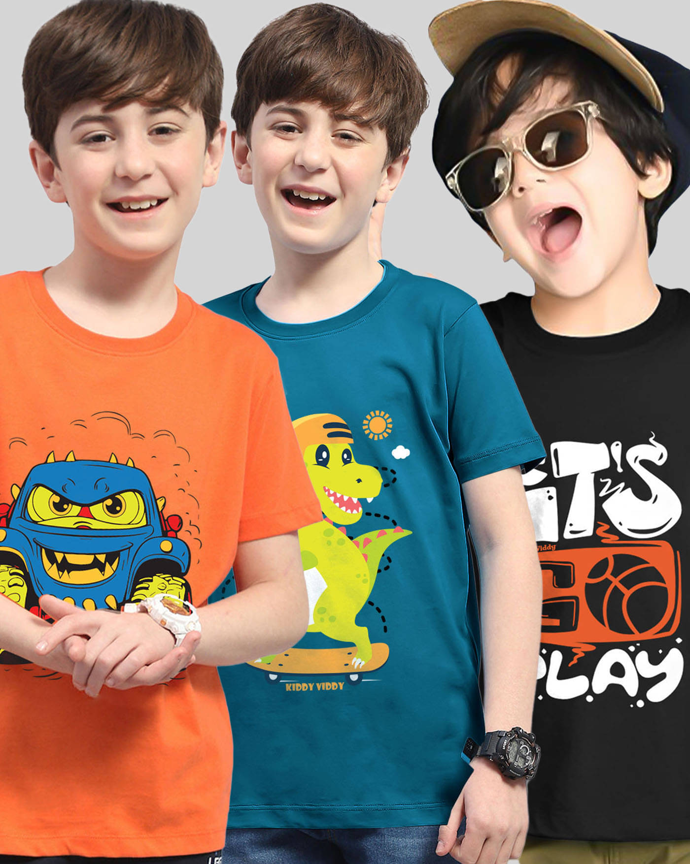     			AOOSH Pack of 3 Boys Cotton Blend T-Shirt ( Black )