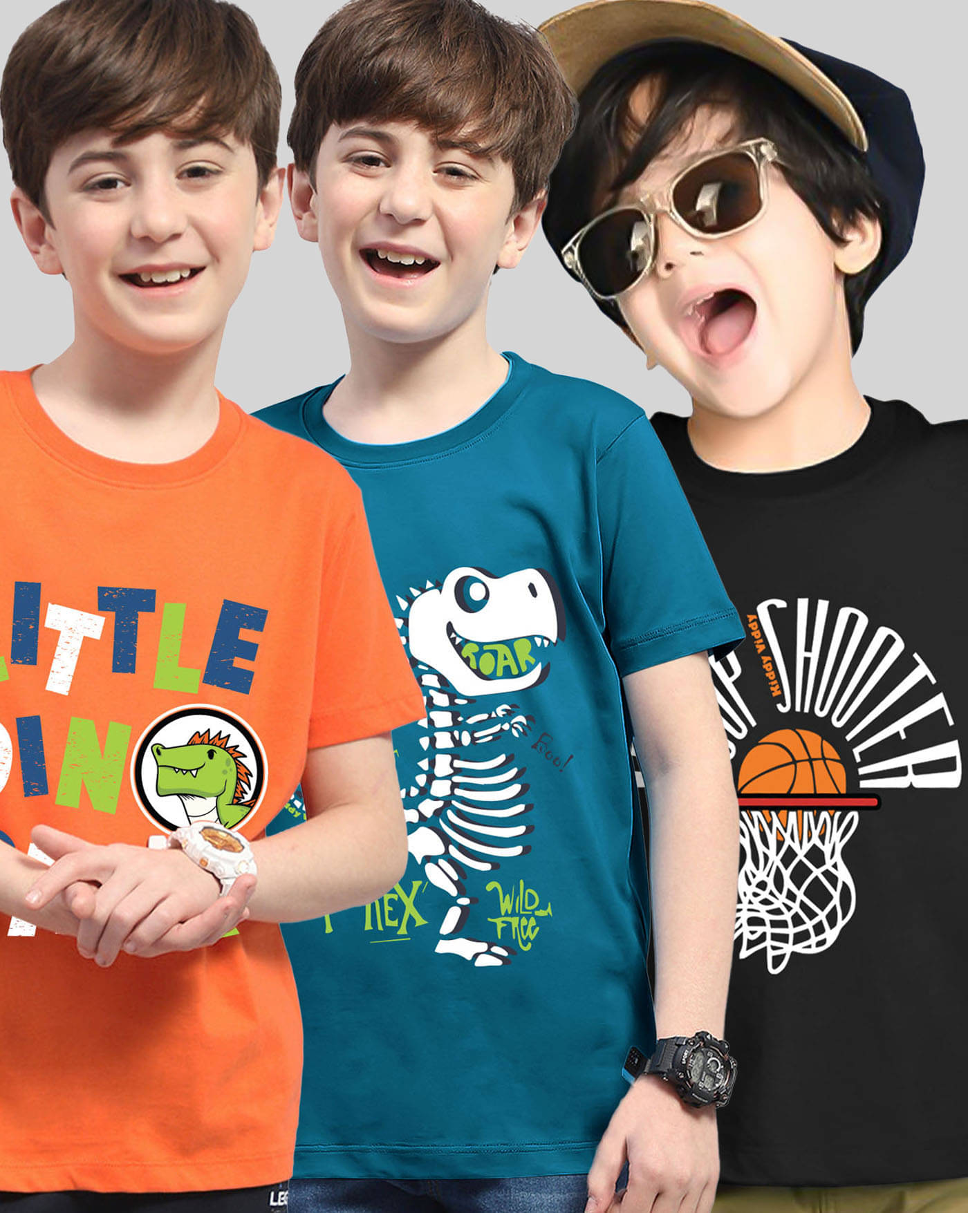     			AOOSH Pack of 3 Boys Cotton Blend T-Shirt ( Orange )