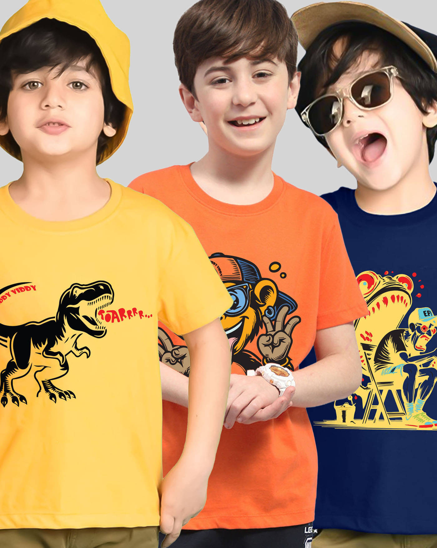     			AOOSH Pack of 3 Boys Cotton Blend T-Shirt ( Orange )
