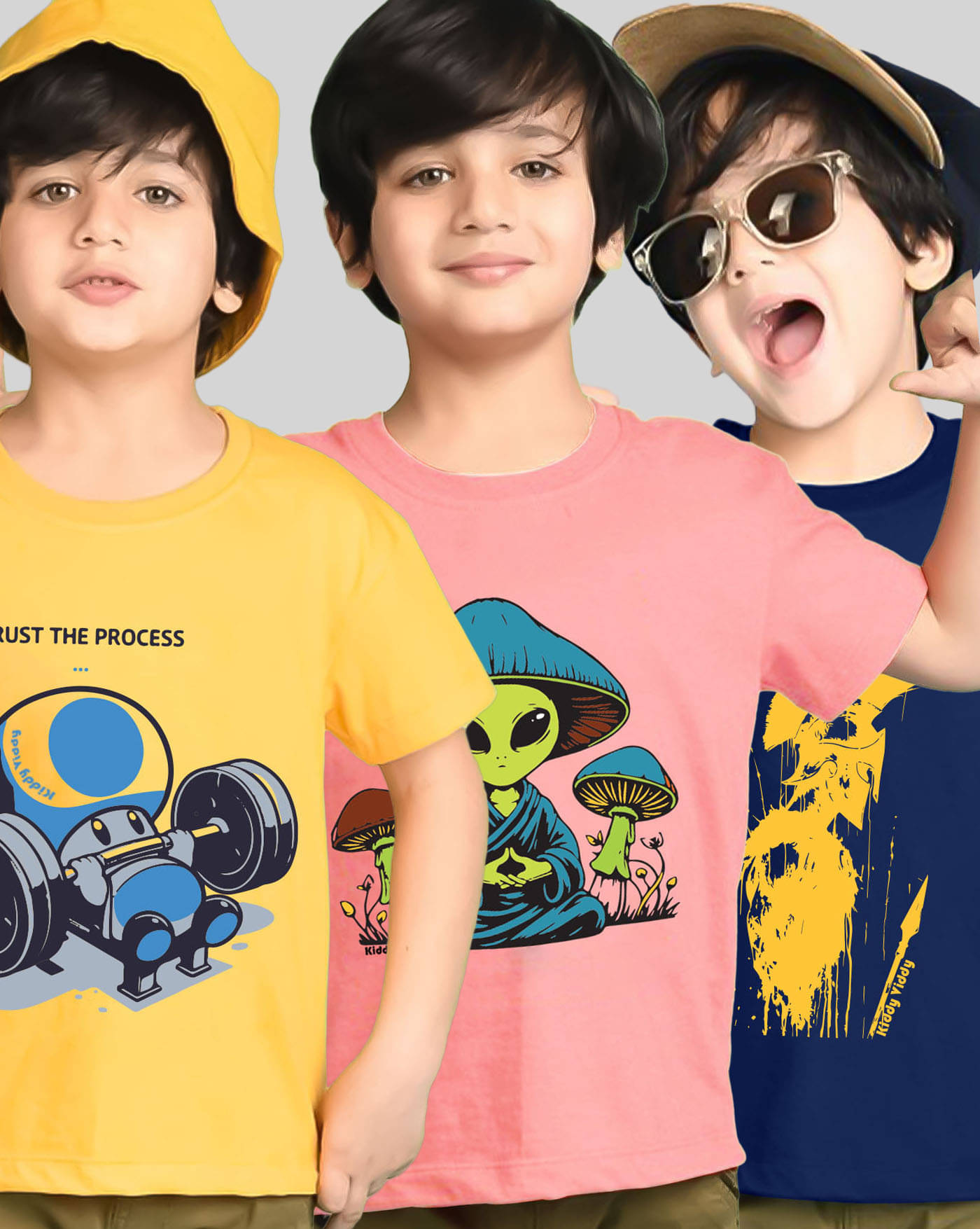     			AOOSH Pack of 3 Boys Cotton Blend T-Shirt ( Navy Blue )