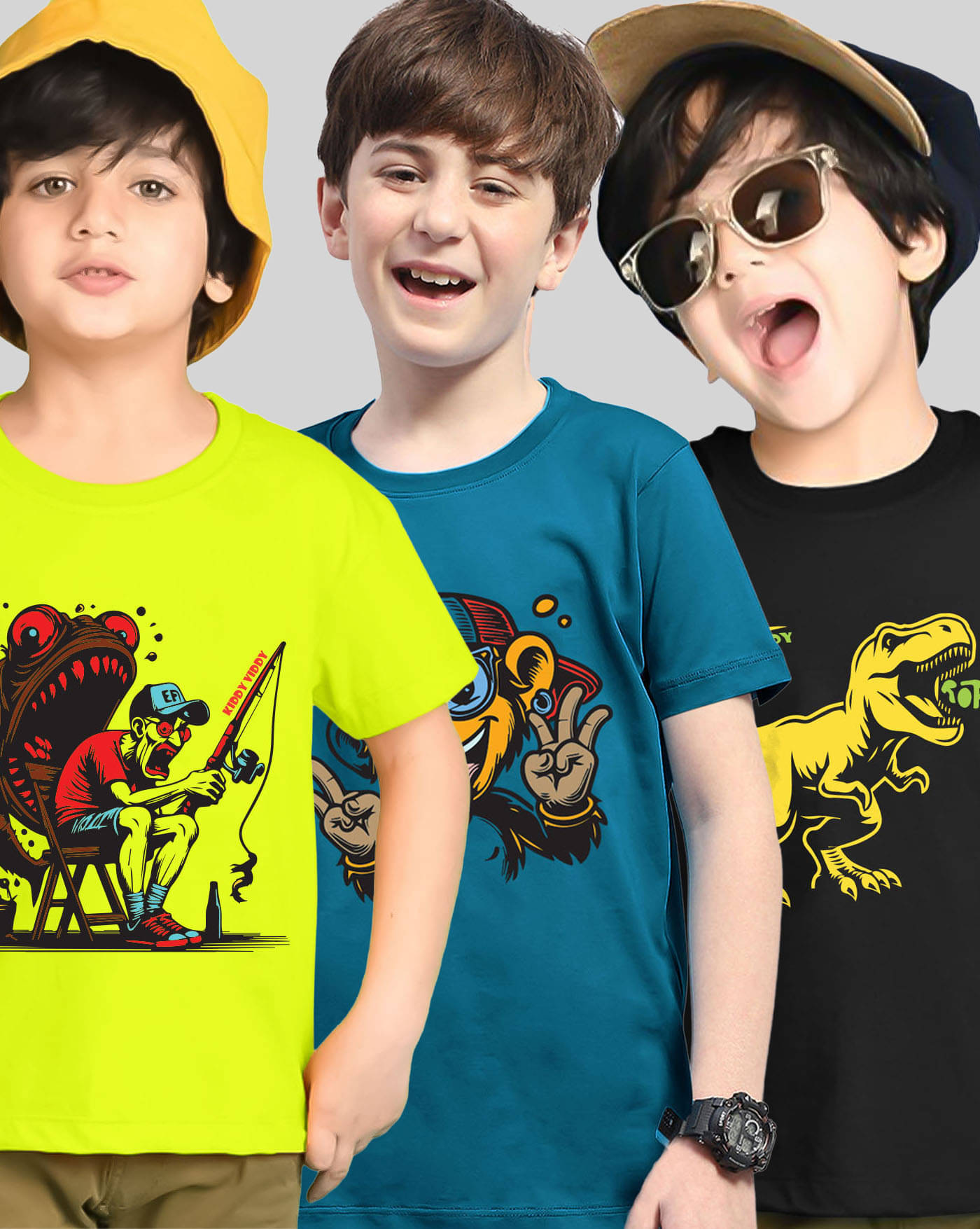     			AOOSH Pack of 3 Boys Cotton Blend T-Shirt ( Teal )