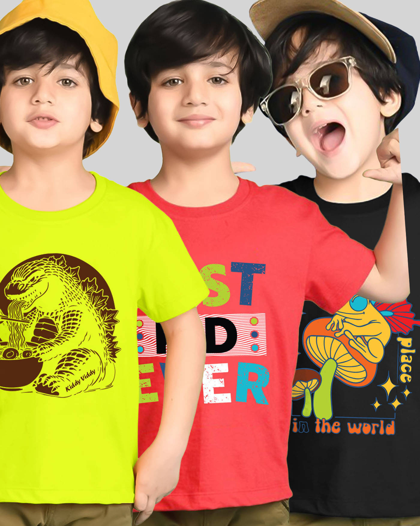     			AOOSH Pack of 3 Boys Cotton Blend T-Shirt ( Red )
