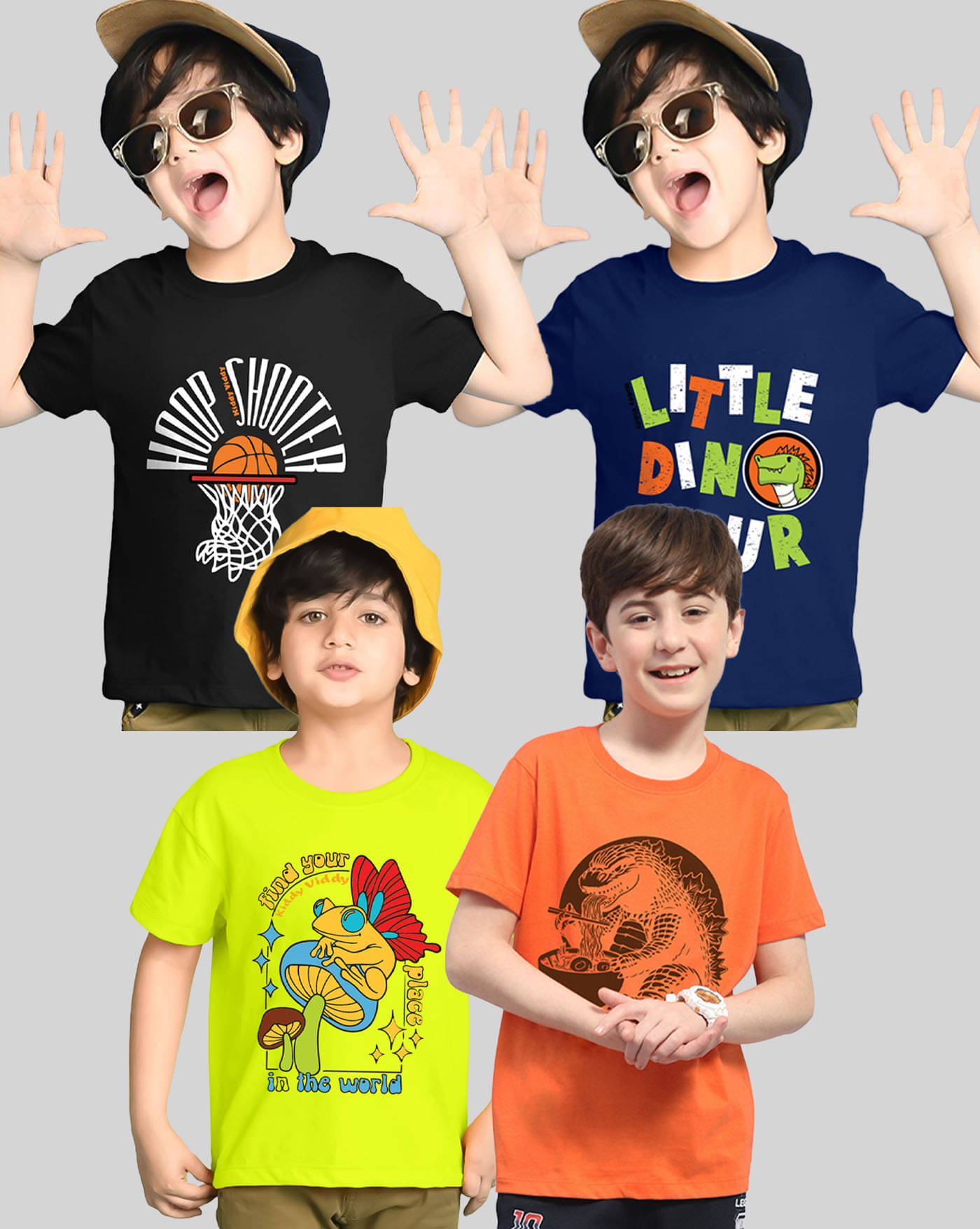     			AOOSH Pack of 4 Boys Cotton Blend T-Shirt ( Navy Blue )