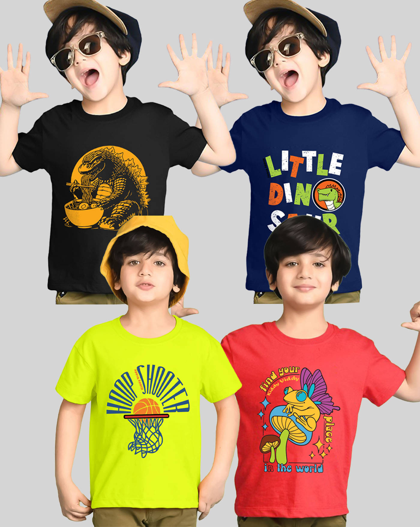     			AOOSH Pack of 4 Boys Cotton Blend T-Shirt ( Navy Blue )