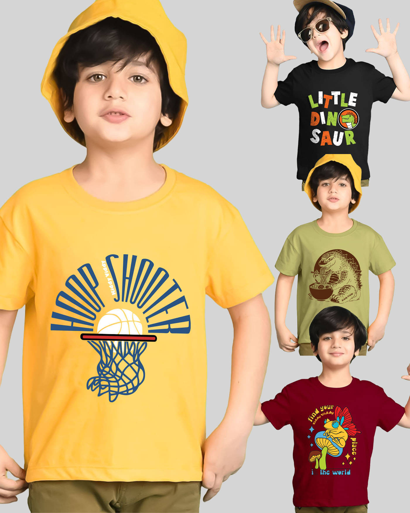     			AOOSH Pack of 4 Boys Cotton Blend T-Shirt ( Green )