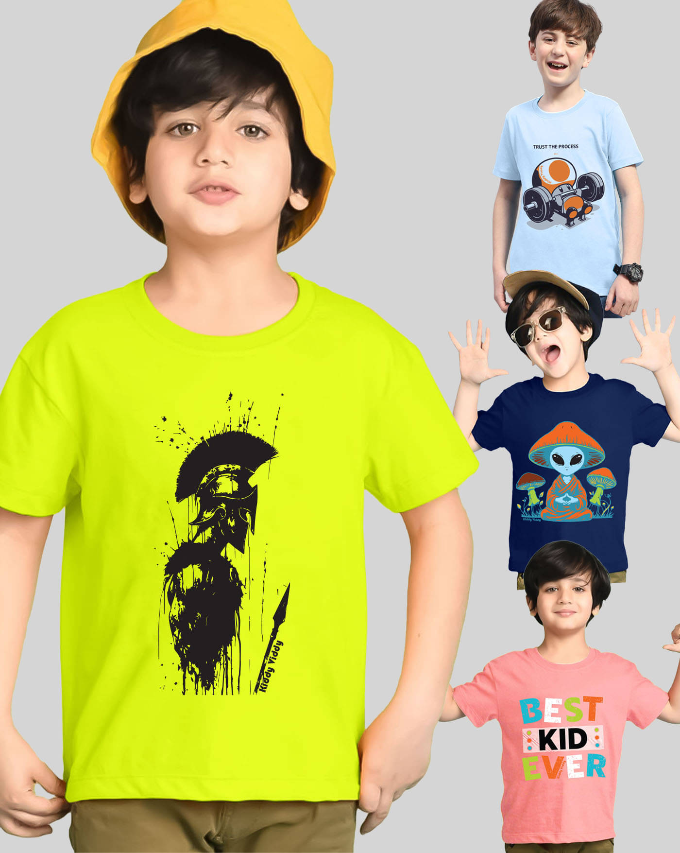     			AOOSH Pack of 4 Boys Cotton Blend T-Shirt ( Navy Blue )