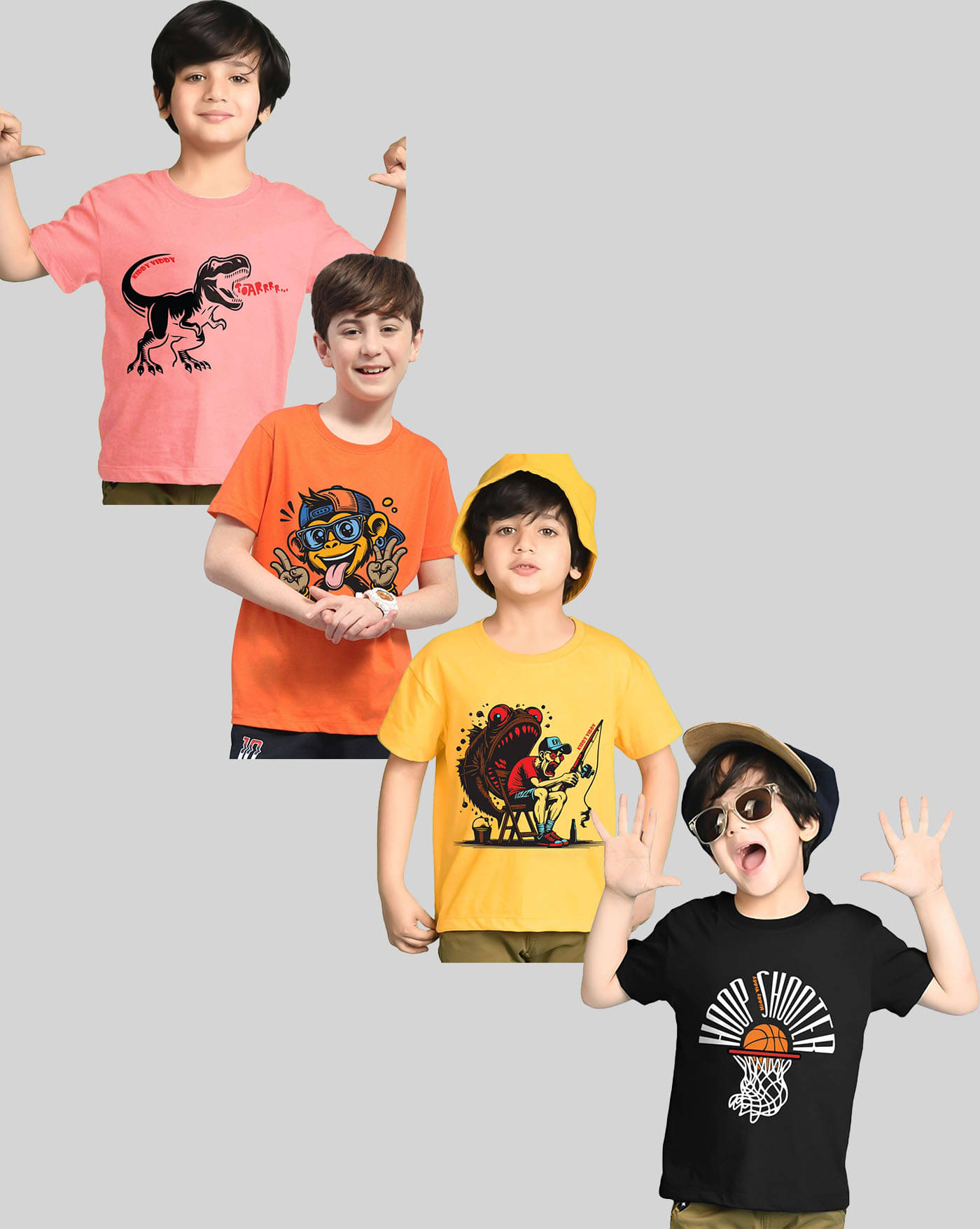     			AOOSH Pack of 4 Boys Cotton Blend T-Shirt ( Peach )