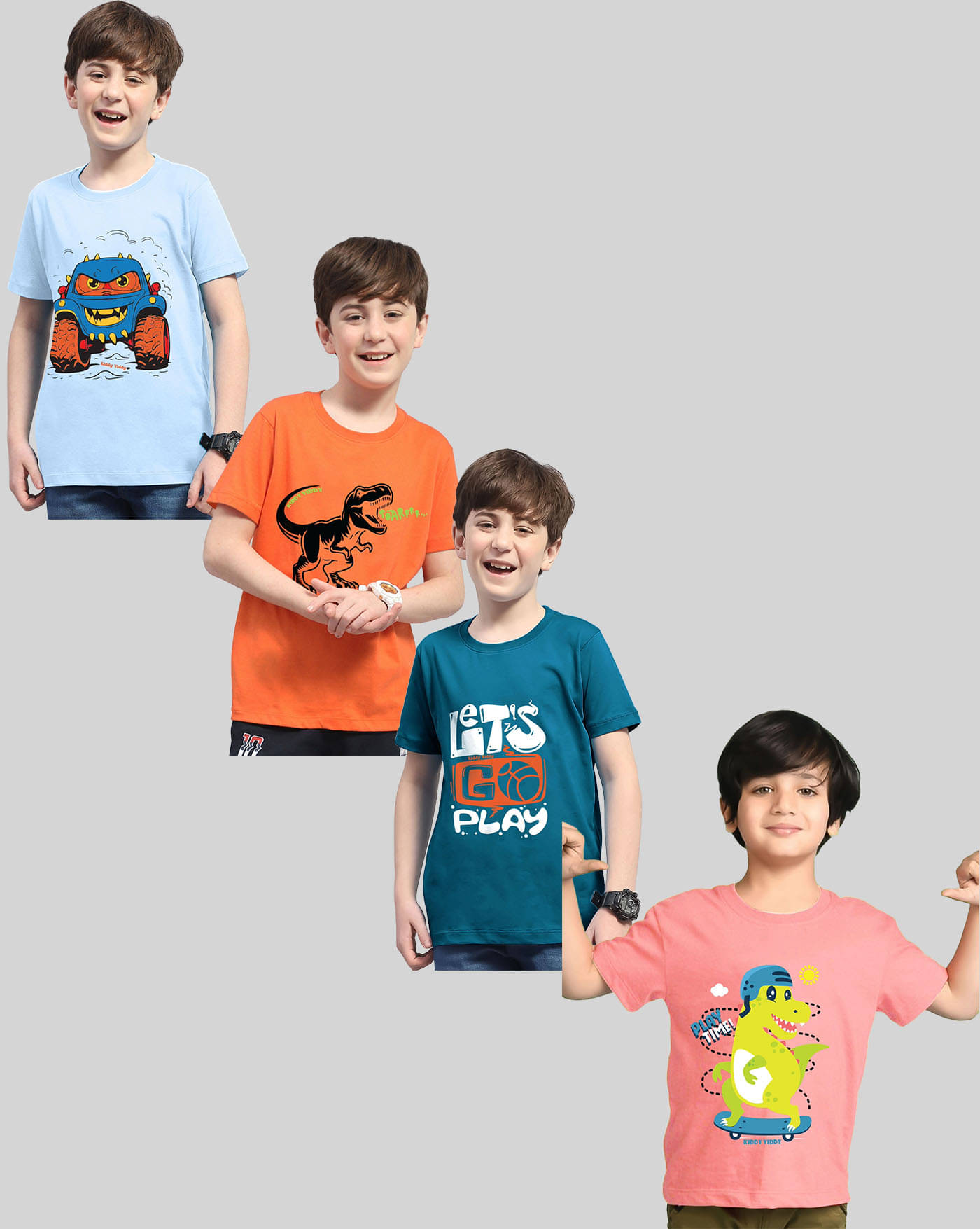     			AOOSH Pack of 4 Boys Cotton Blend T-Shirt ( Teal )