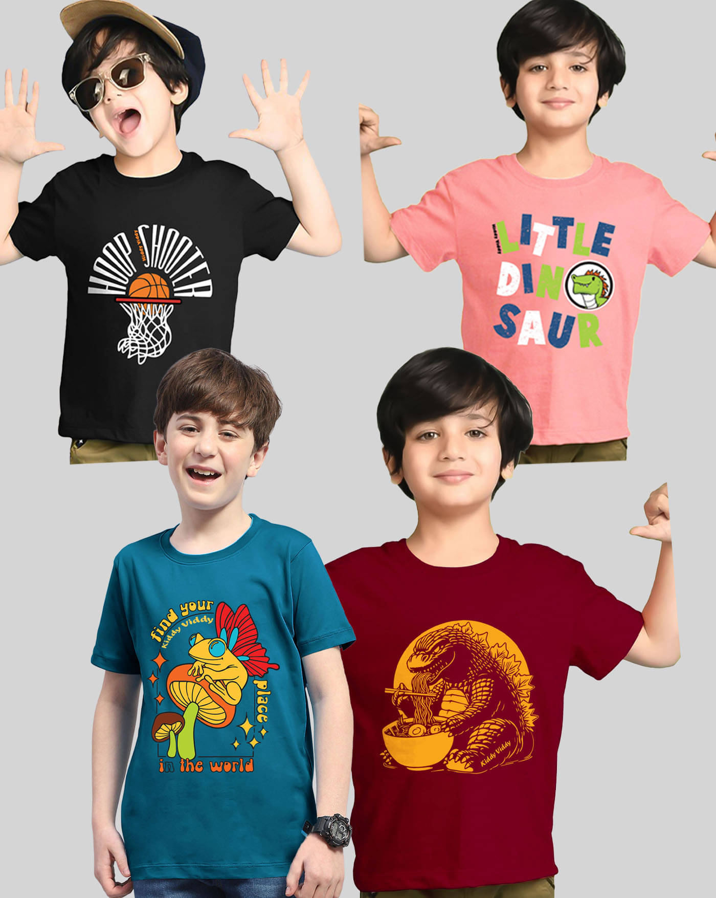     			AOOSH Pack of 4 Boys Cotton Blend T-Shirt ( Peach )