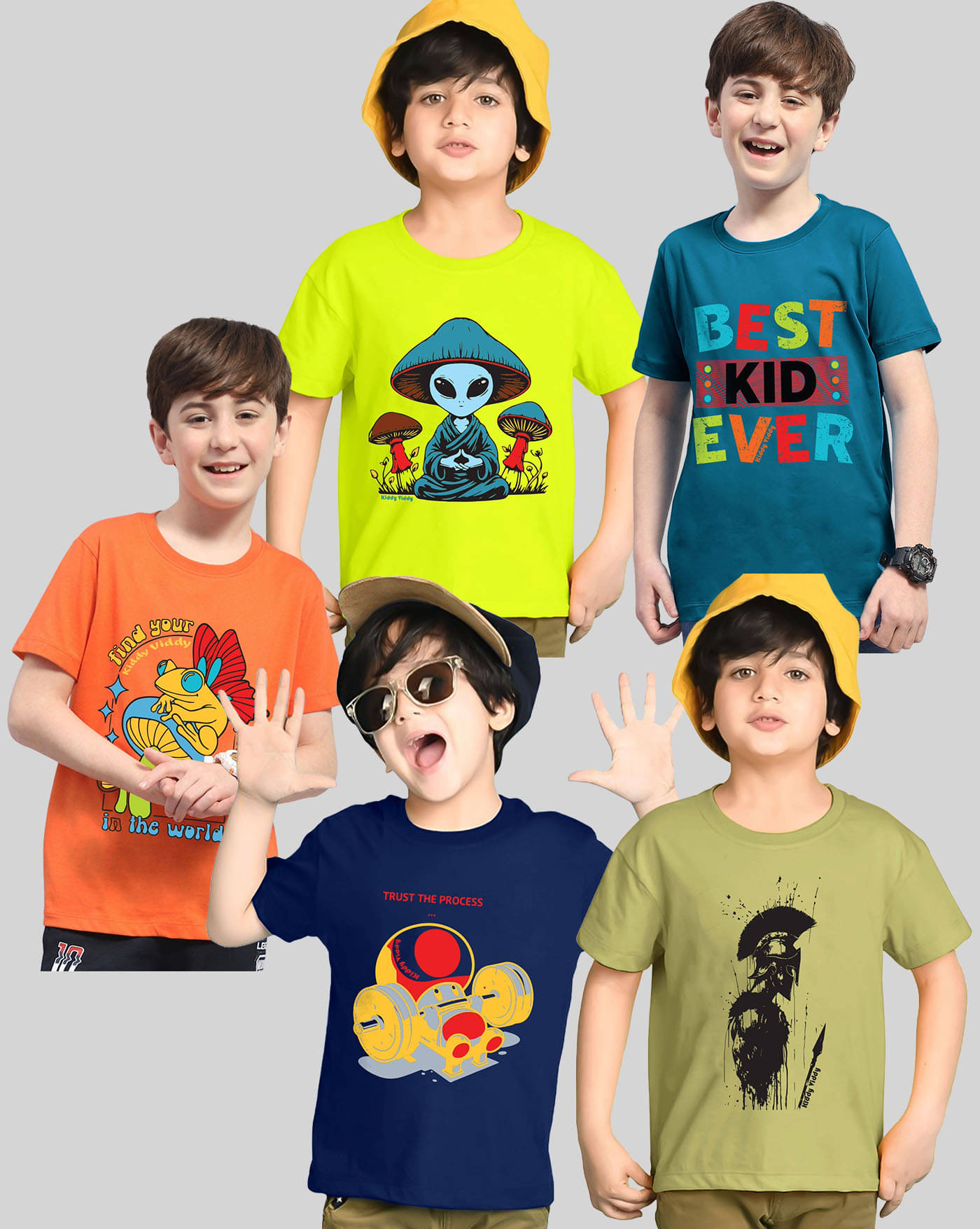     			AOOSH Pack of 5 Boys Cotton Blend T-Shirt ( Teal )