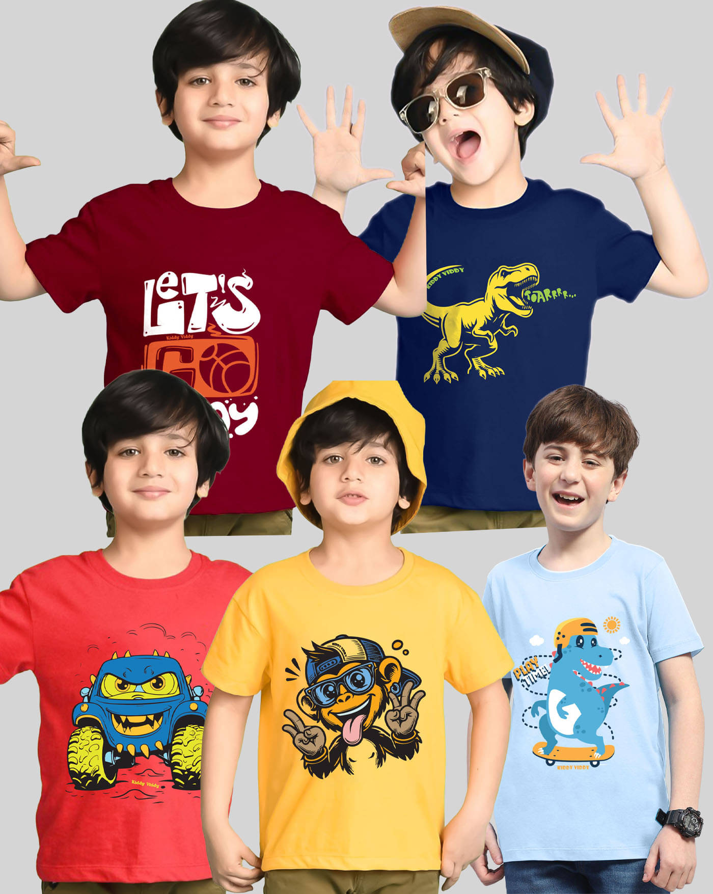     			AOOSH Pack of 5 Boys Cotton Blend T-Shirt ( Maroon )
