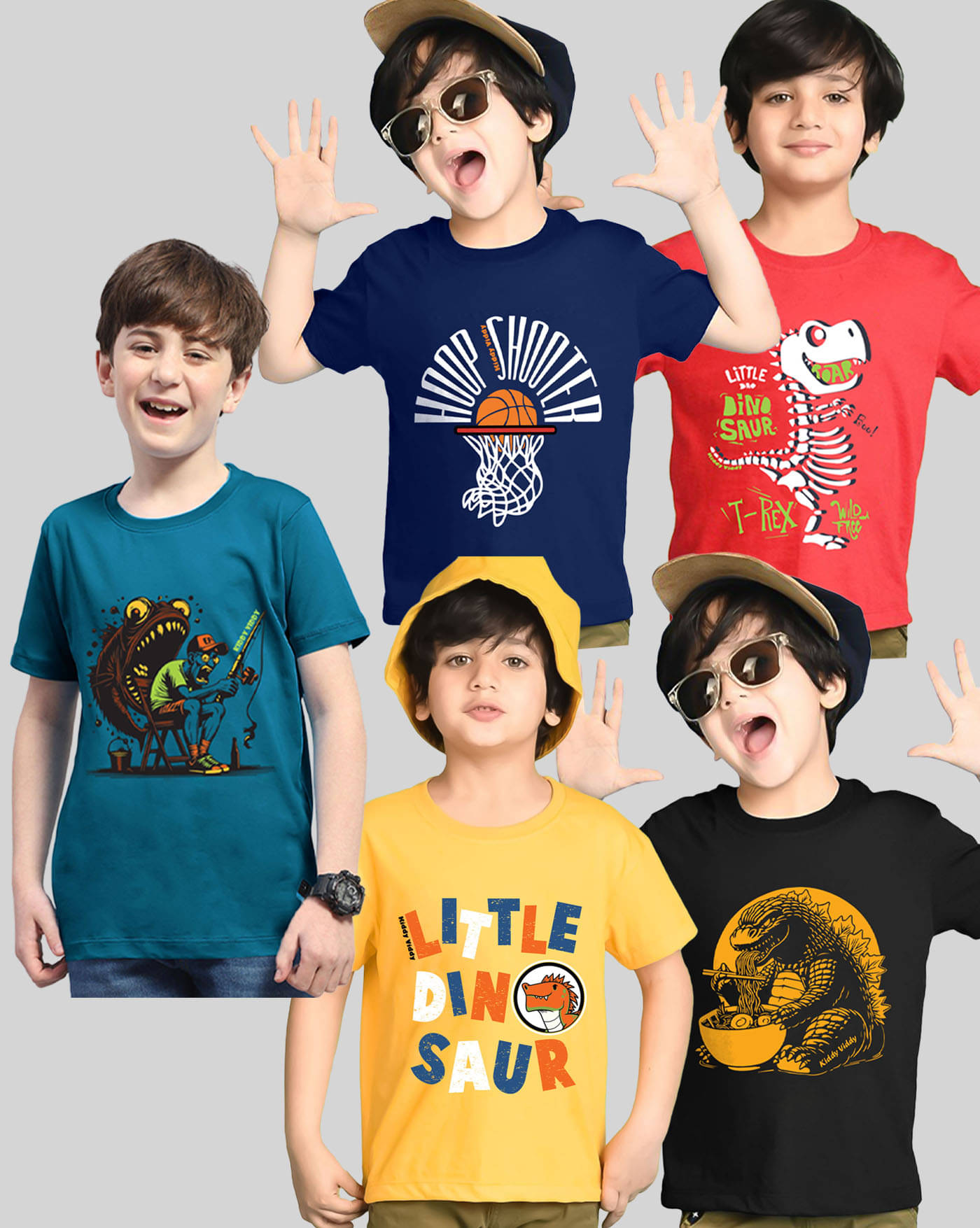     			AOOSH Pack of 5 Boys Cotton Blend T-Shirt ( Red )