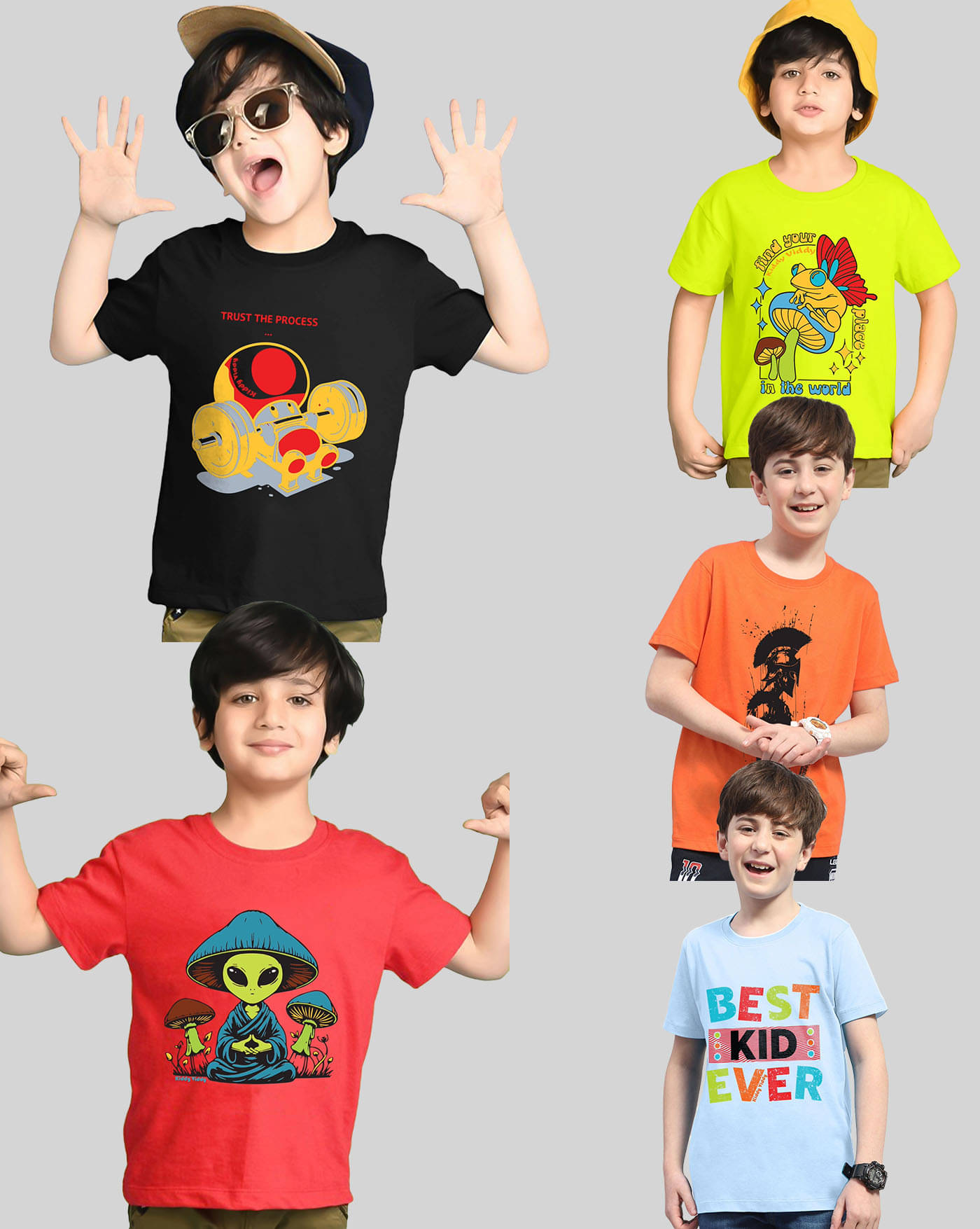     			AOOSH Pack of 5 Boys Cotton Blend T-Shirt ( Sky Blue )