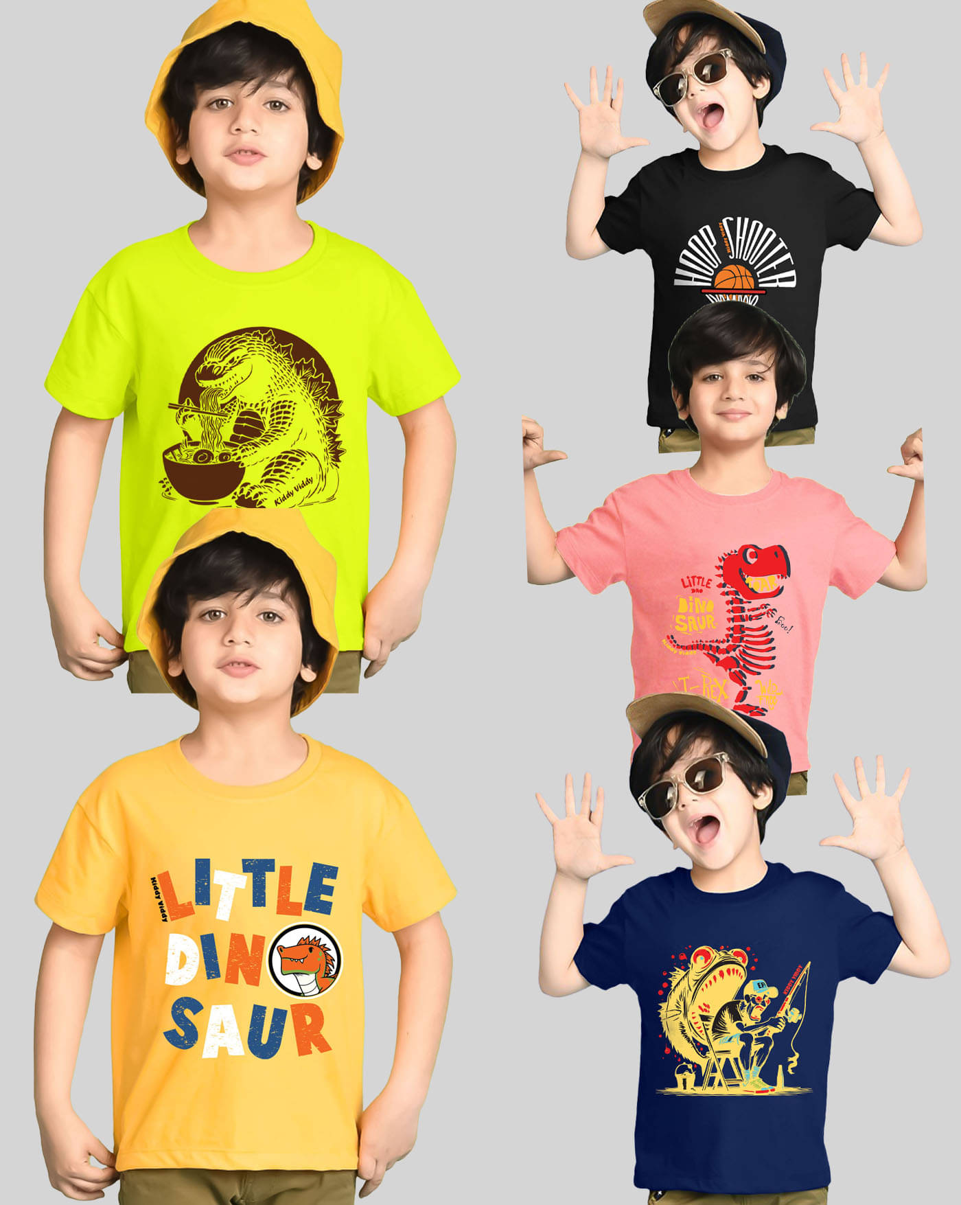     			AOOSH Pack of 5 Boys Cotton Blend T-Shirt ( Peach )