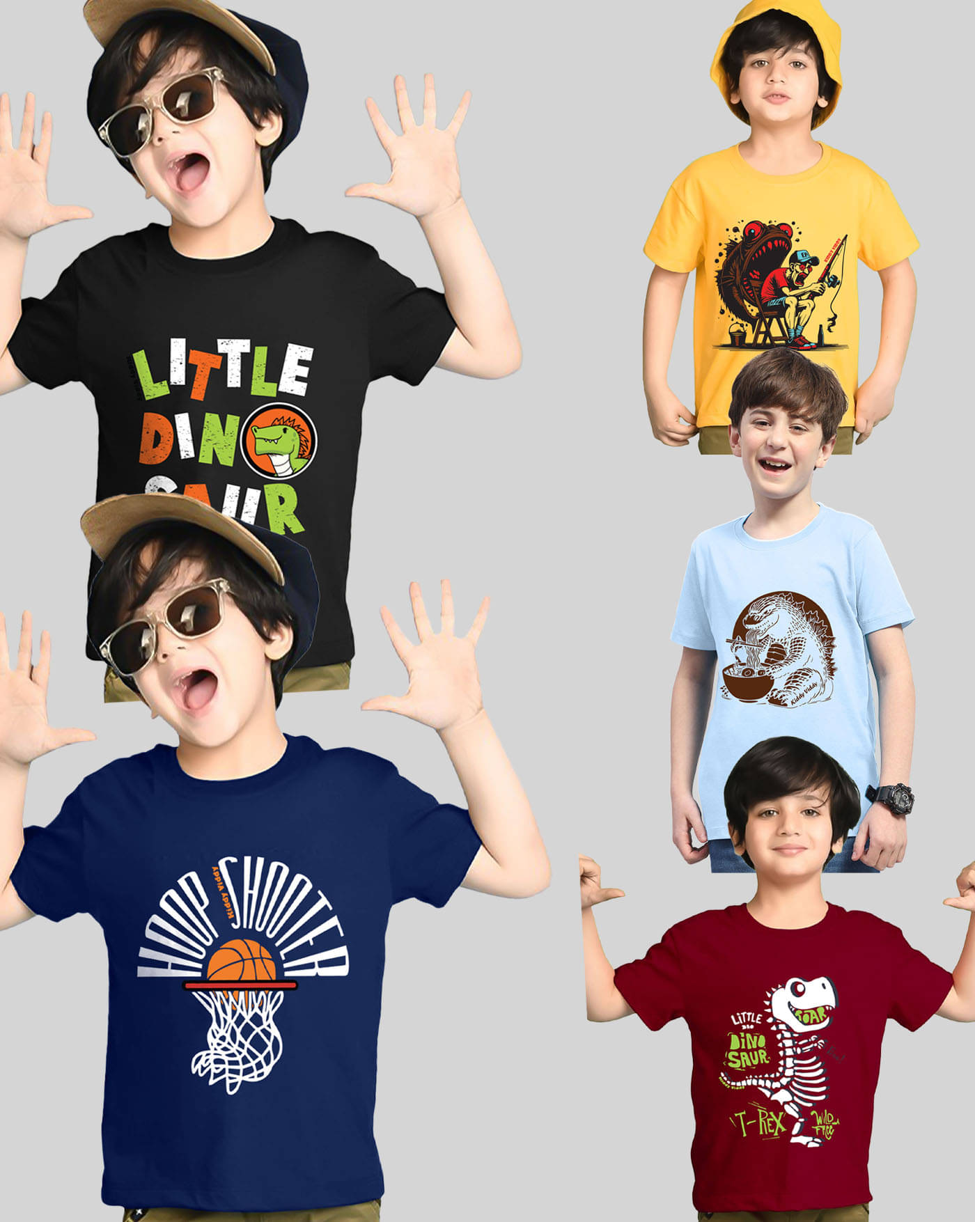     			AOOSH Pack of 5 Boys Cotton Blend T-Shirt ( Maroon )