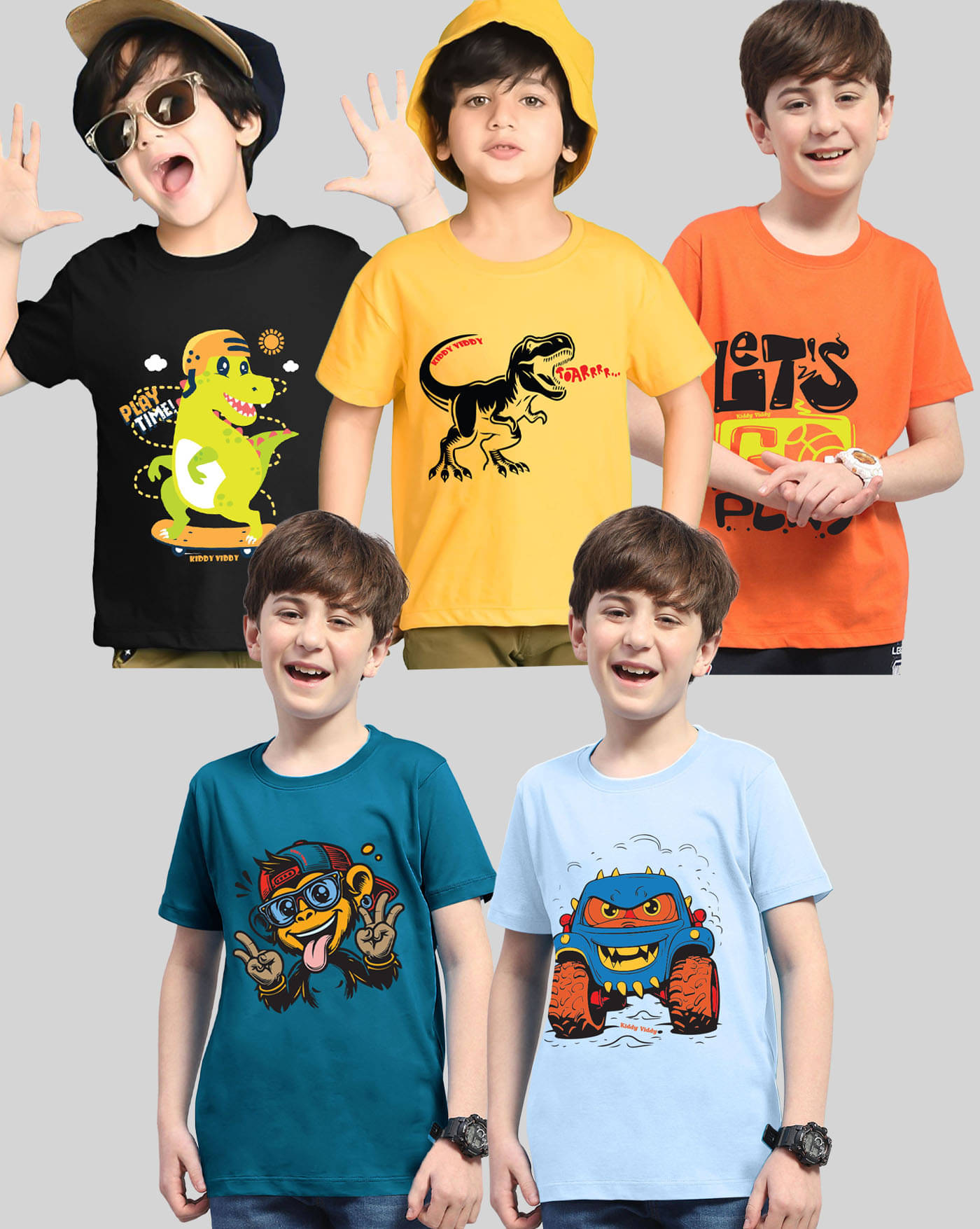     			AOOSH Pack of 5 Boys Cotton Blend T-Shirt ( Orange )