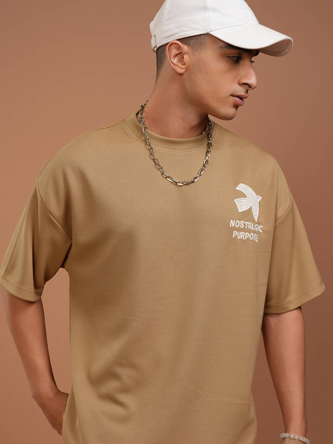 Highlander Men Polyester Oversized Fit Solid T-Shirt ( Brown ) Highlander Men Polyester Oversized Fit Solid T-Shirt ( Brown )
