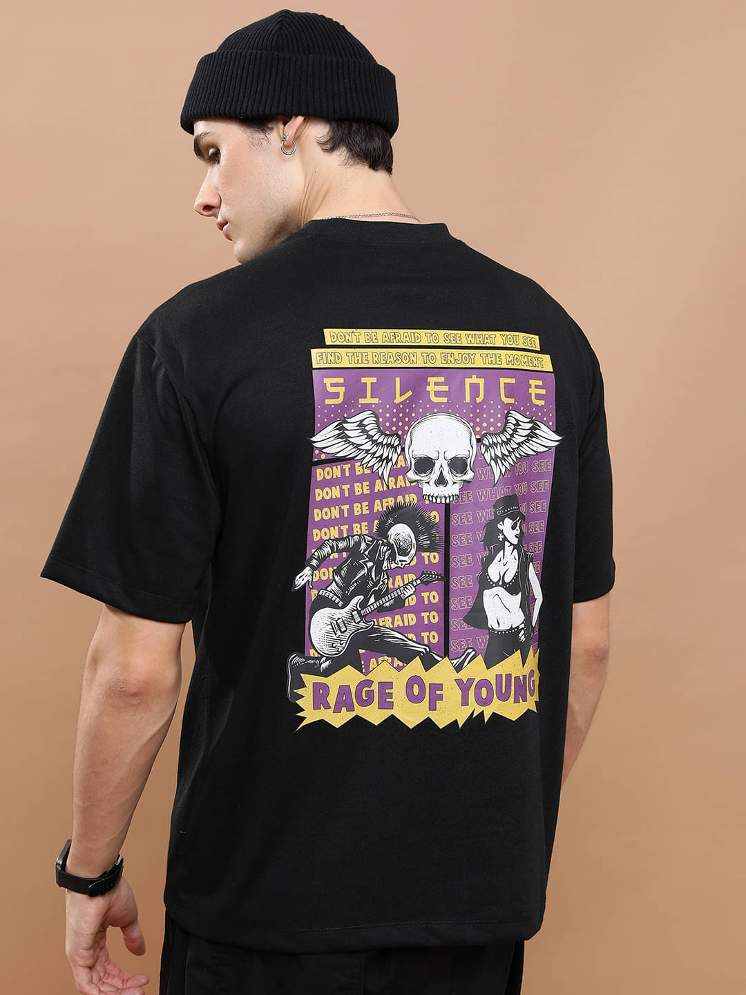 Highlander Men Polyester Oversized Fit Printed T-Shirt ( Black )     			Highlander Men Polyester Oversized Fit Printed T-Shirt ( Black )