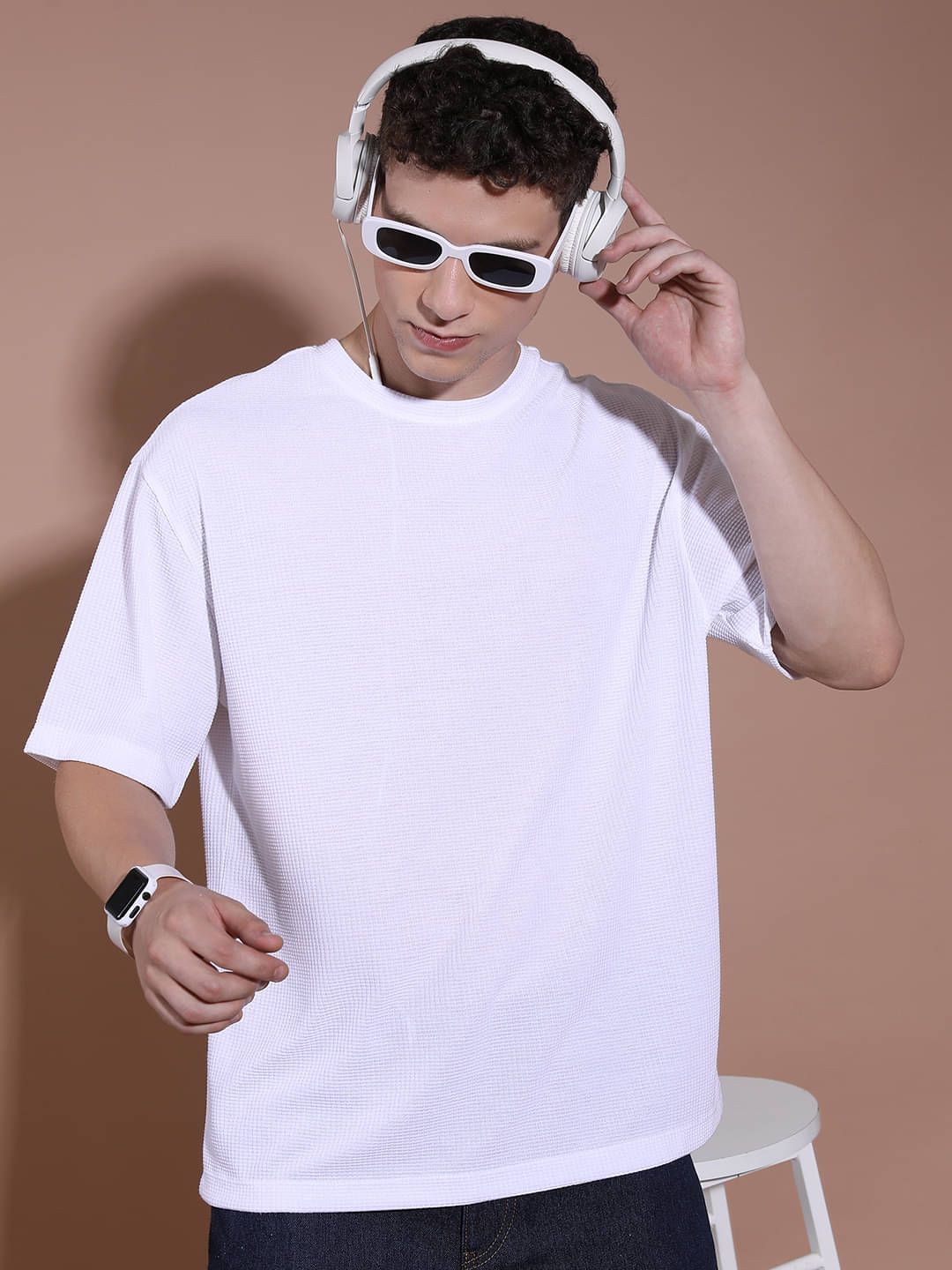     			Highlander Men Polyester Oversized Fit Solid T-Shirt ( White )