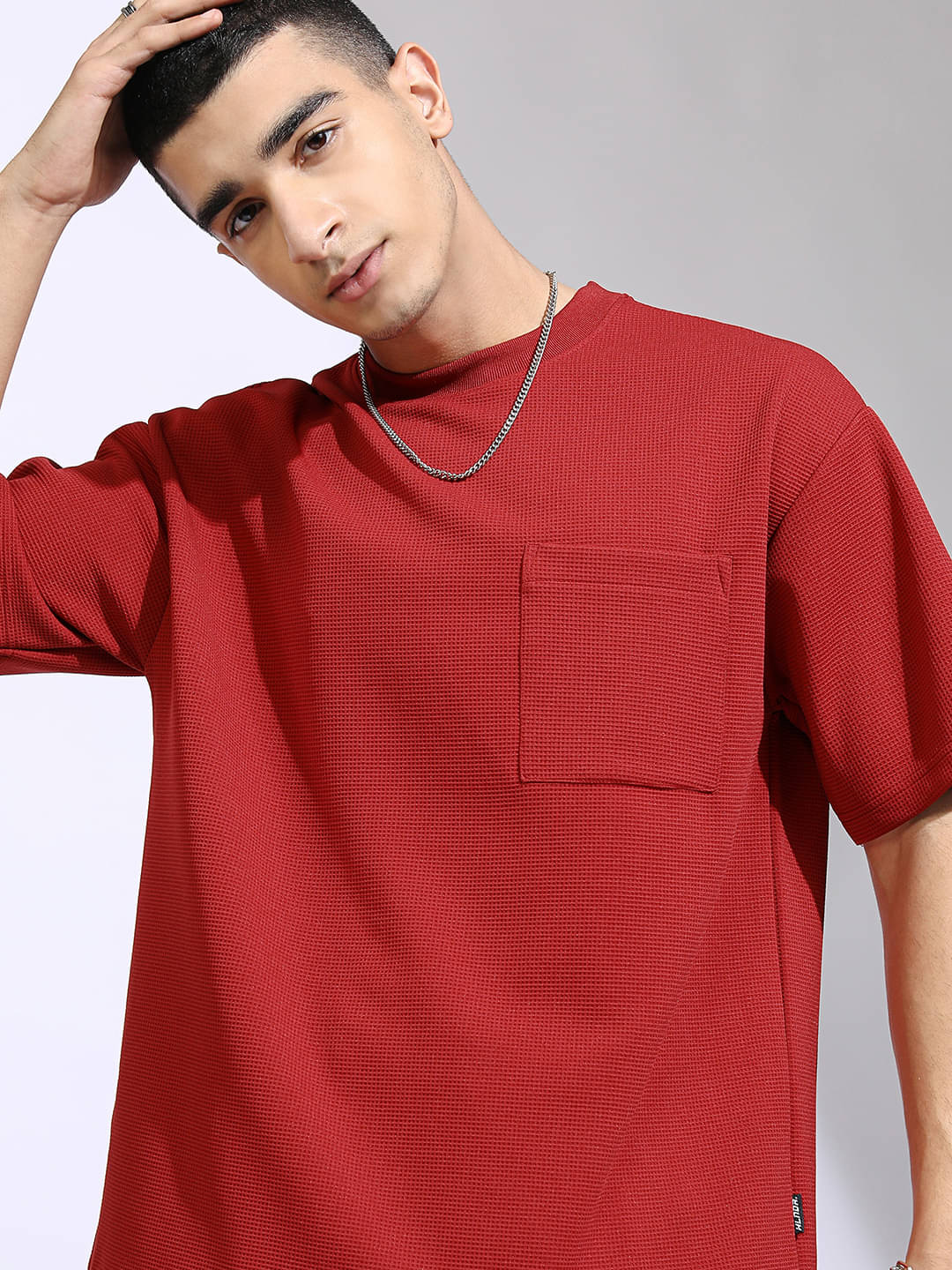     			Highlander Men Polyester Relaxed Fit Self Design T-Shirt ( Maroon )