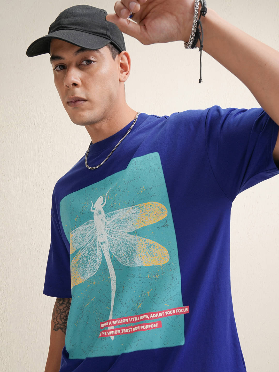 Locomotive Men Cotton Blend Oversized Fit Printed T-Shirt ( Blue ) Locomotive Men Cotton Blend Oversized Fit Printed T-Shirt ( Blue )