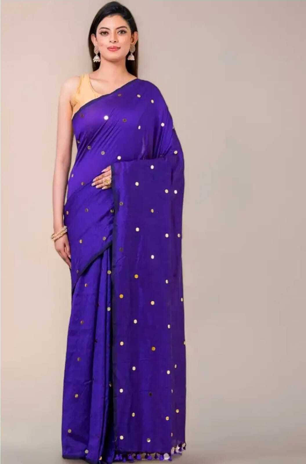 STRADHA Cotton Blend Embellished Saree With Unstitched Blouse Piece ( Purple ) STRADHA Cotton Blend Embellished Saree With Unstitched Blouse Piece ( Purple )