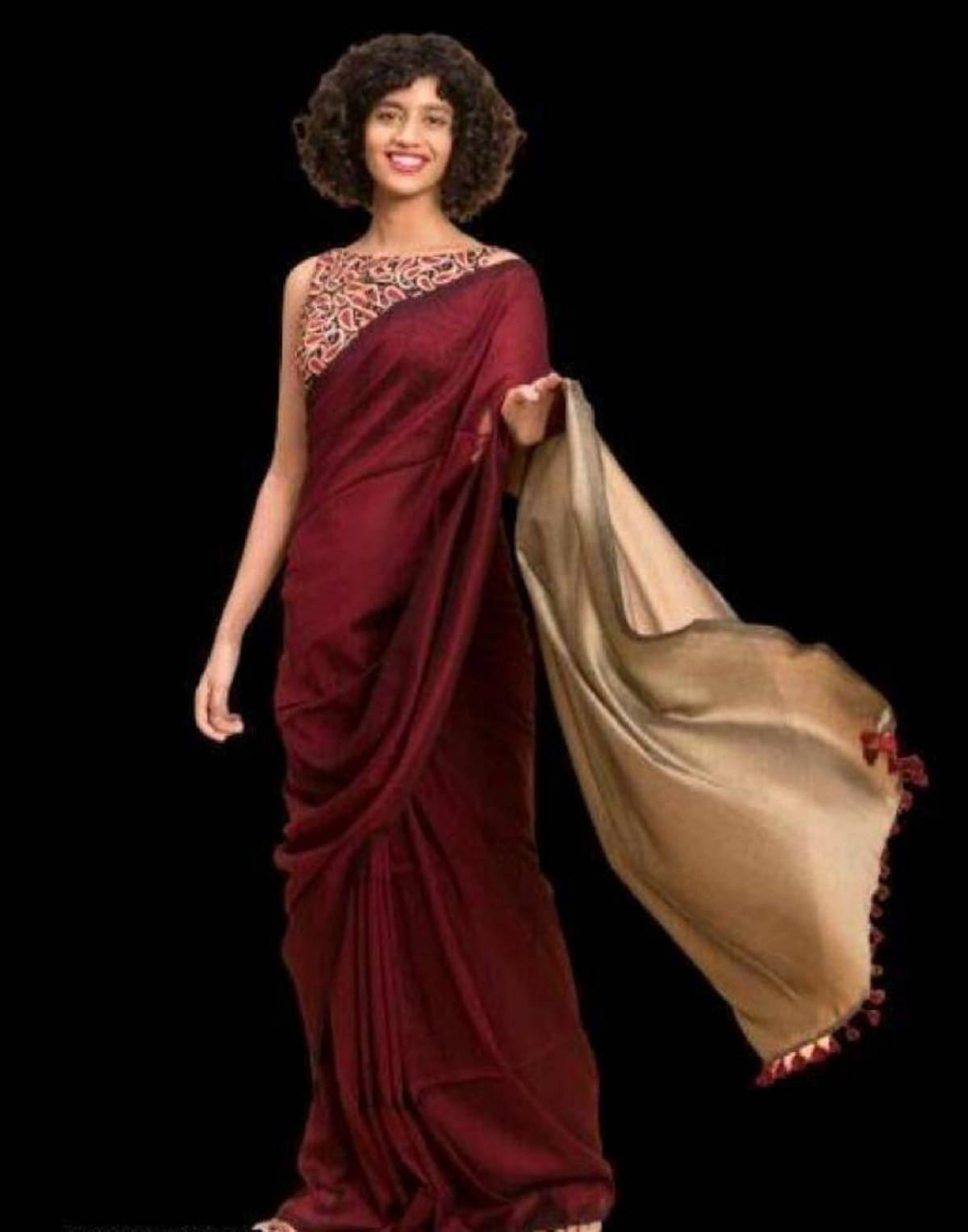 STRADHA Cotton Blend Embellished Saree With Unstitched Blouse Piece ( Red ) STRADHA Cotton Blend Embellished Saree With Unstitched Blouse Piece ( Red )