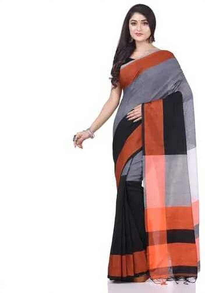 STRADHA Cotton Blend Self Design Saree Without Blouse Piece ( Charcoal ) STRADHA Cotton Blend Self Design Saree Without Blouse Piece ( Charcoal )