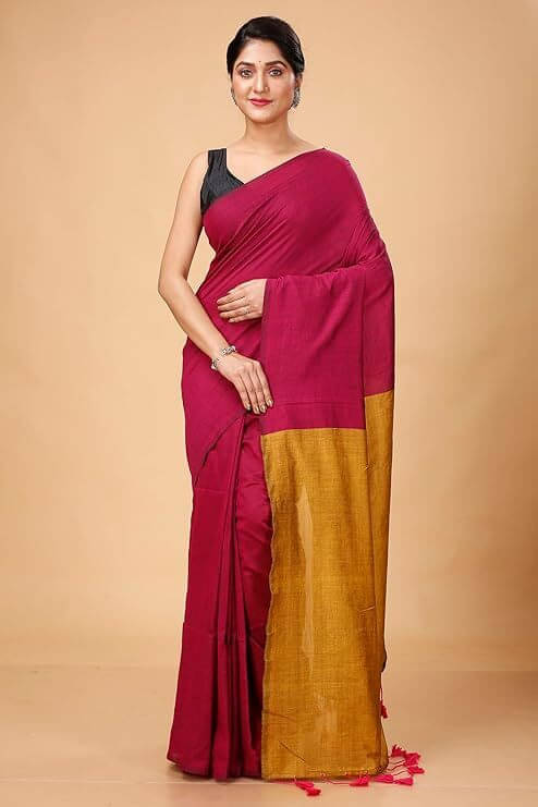     			STRADHA Cotton Blend Woven Saree Without Blouse Piece ( Mustard )