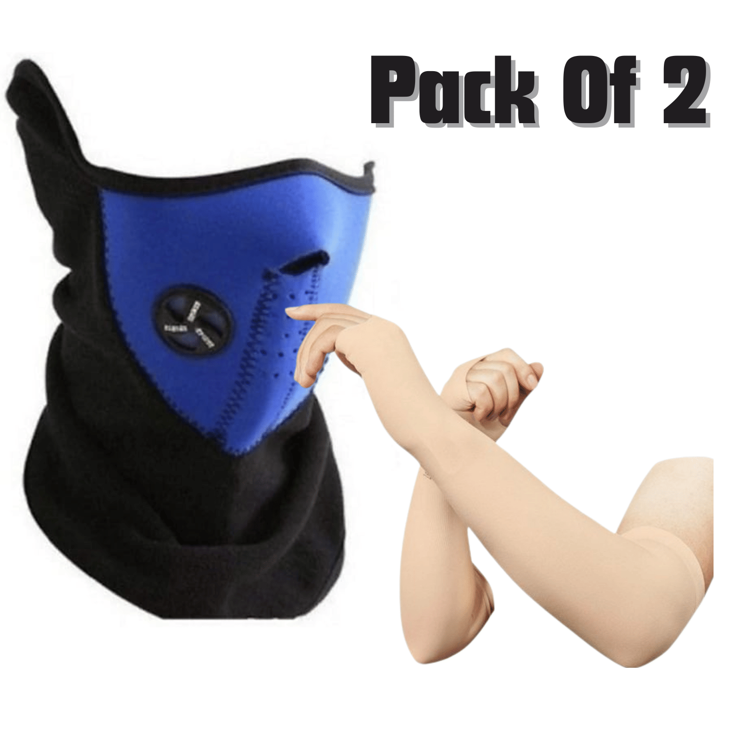     			AKSMIT Blue Solid Riding Sleeves ( Set of 2 )