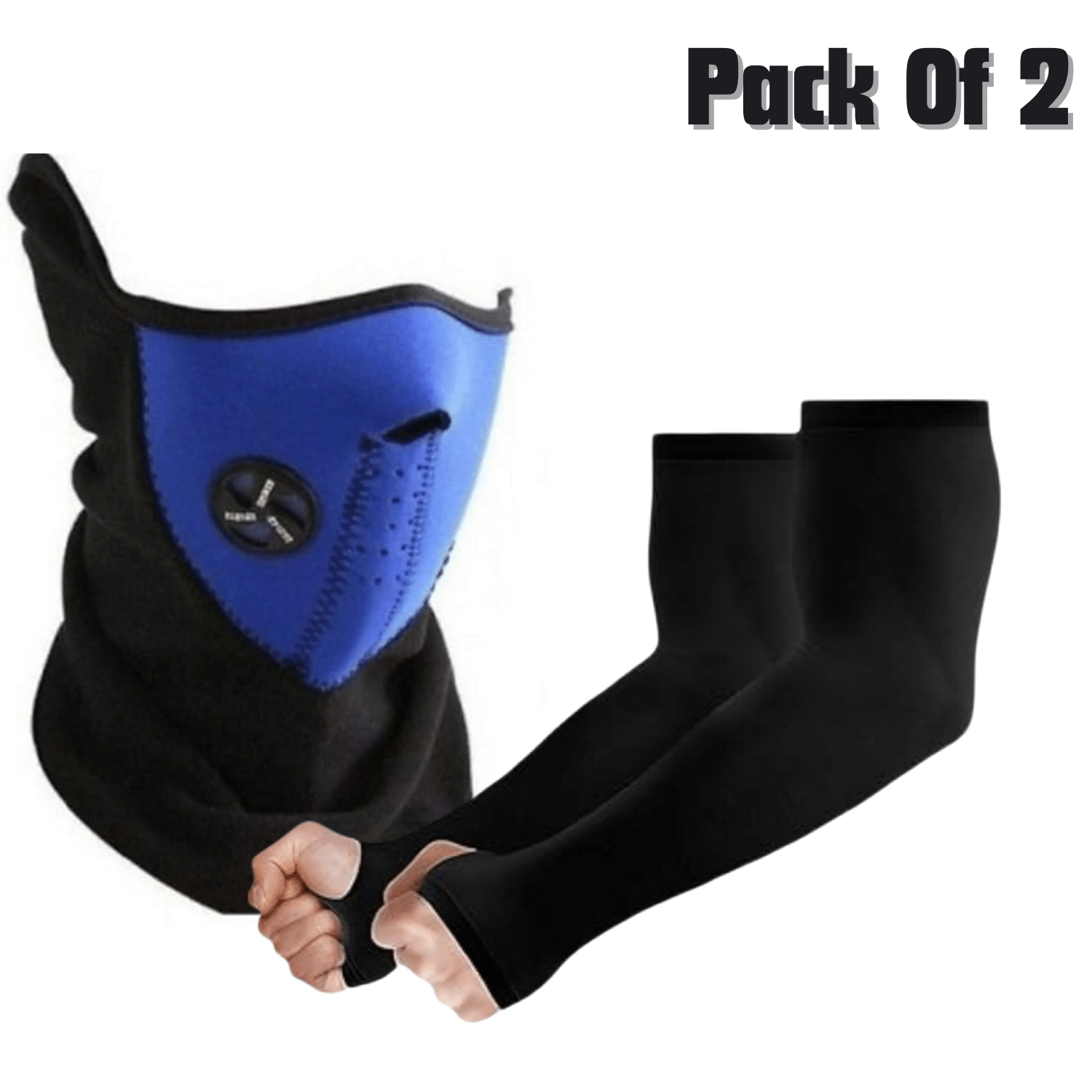     			AKSMIT Blue Solid Riding Sleeves ( Set of 2 )