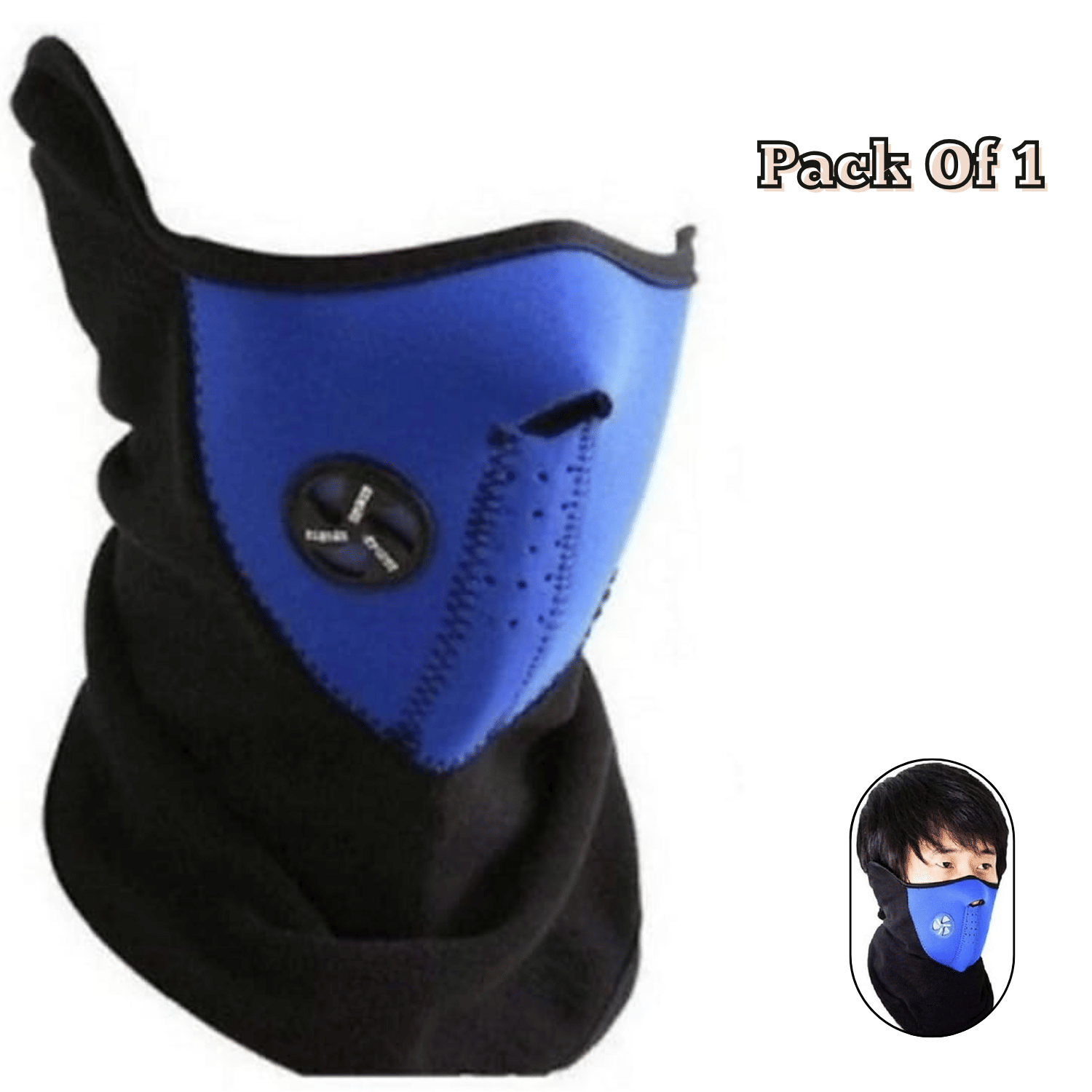     			Aksmit Half Face Mask Dust Proof Mask Bike_Cycle Winter Mask for Men & Women (Size: Free, Balaclava) 1 Piece Blue