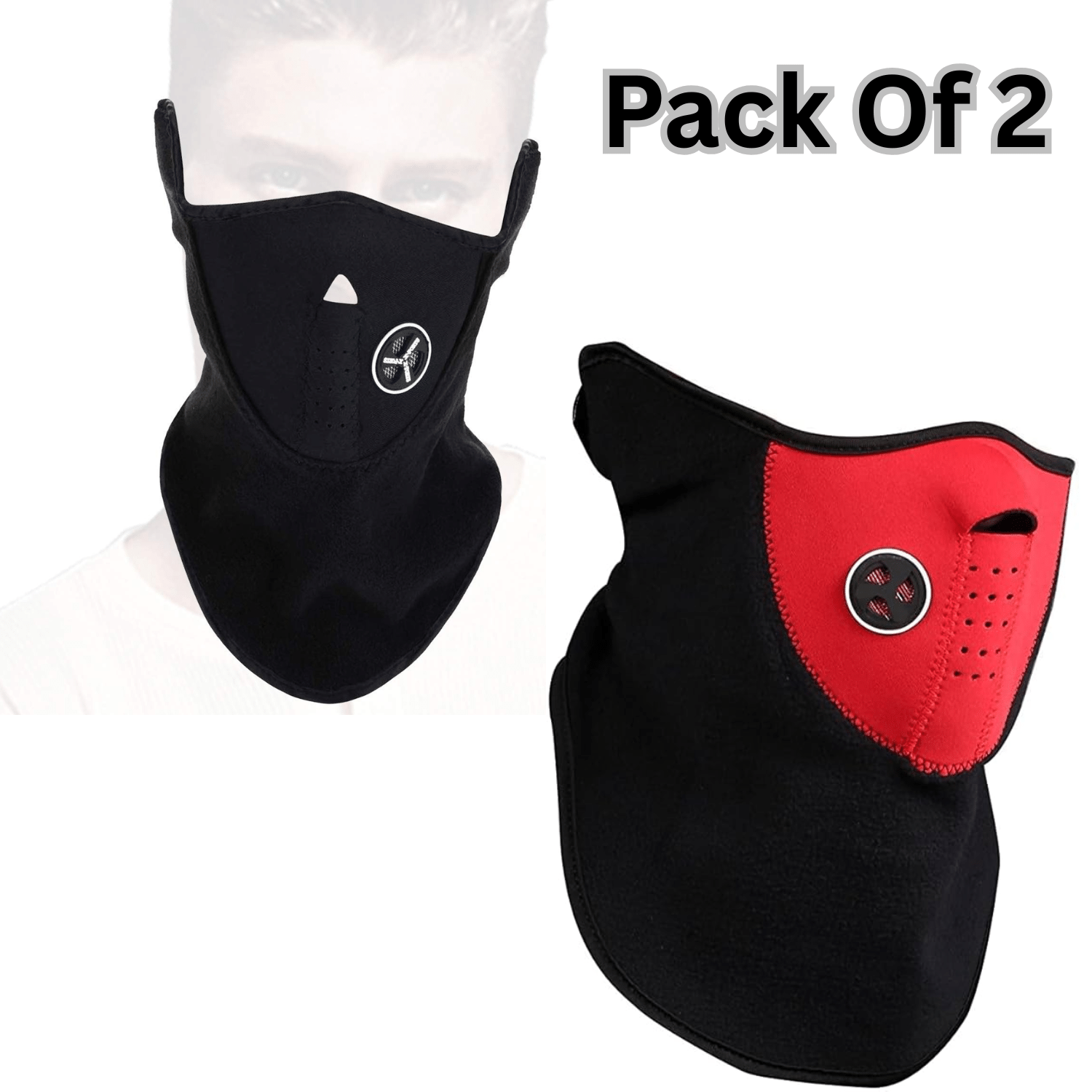 Aksmit Half Face Mask Dust Proof Mask Bike_Cycle Winter Mask for Men & Women (Size: Free, Balaclava) 2 Piece Red ,Blk Aksmit Half Face Mask Dust Proof Mask Bike_Cycle Winter Mask for Men & Women (Size: Free, Balaclava) 2 Piece Red ,Blk