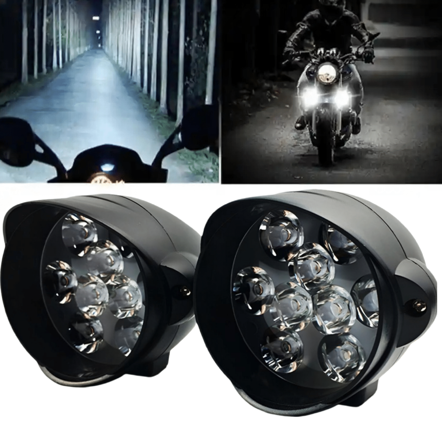 Aksmit ( Pack Of 2 ) Imported Quality Original 9 LED Fog Waterproof, Bar Light Off-Roading Universal For All Bike, White Aksmit ( Pack Of 2 ) Imported Quality Original 9 LED Fog Waterproof, Bar Light Off-Roading Universal For All Bike, White