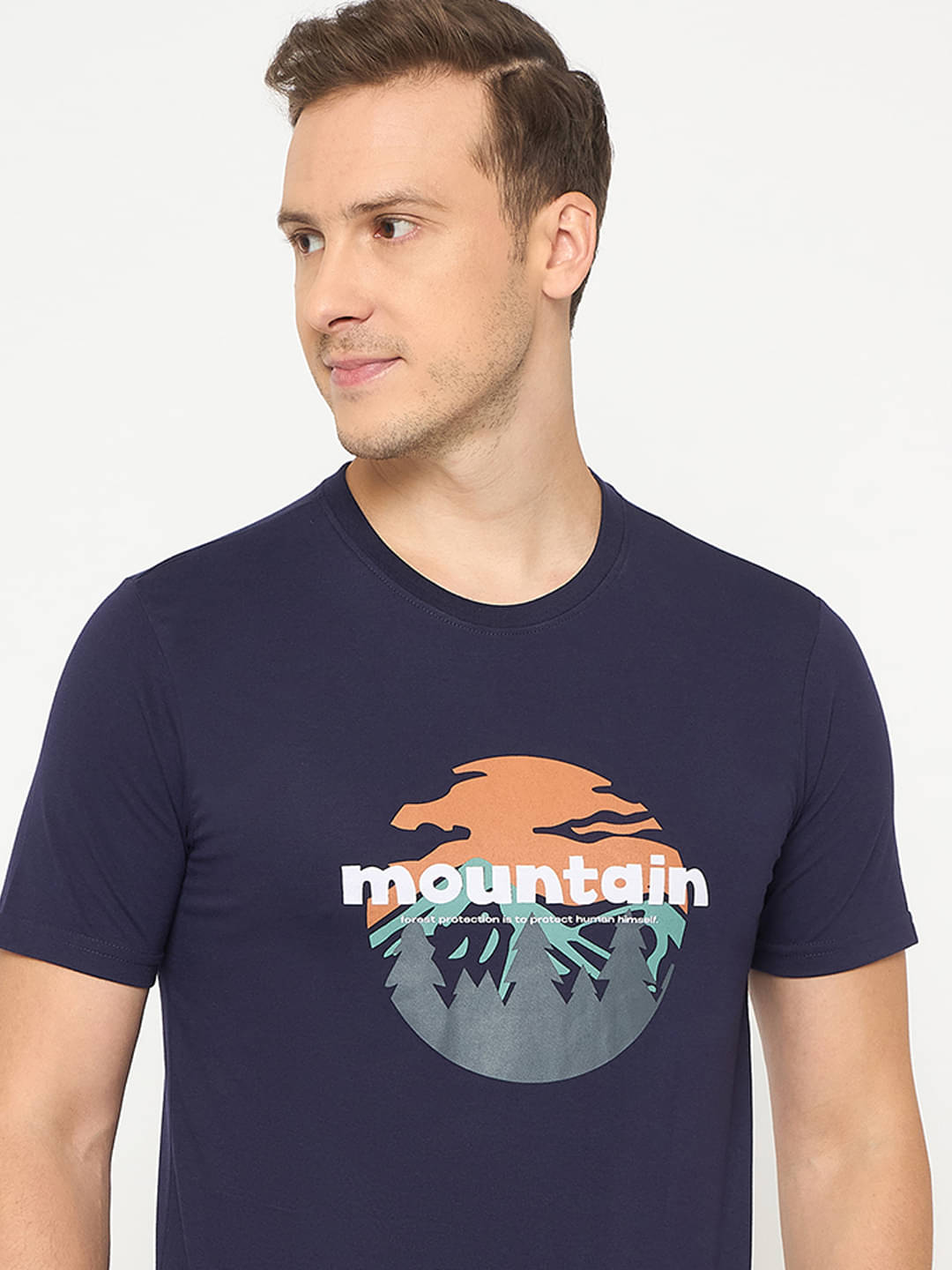 Auxamis Men Cotton Regular Fit Printed T-Shirt ( Navy Blue ) Auxamis Men Cotton Regular Fit Printed T-Shirt ( Navy Blue )