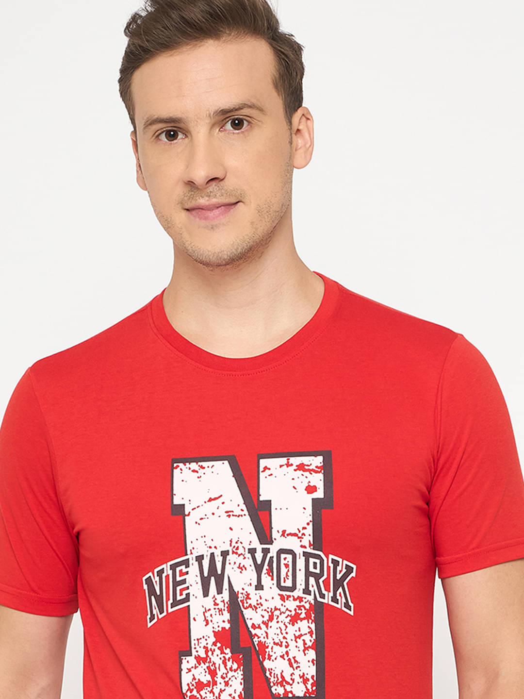     			Auxamis Men Cotton Regular Fit Printed T-Shirt ( Red )