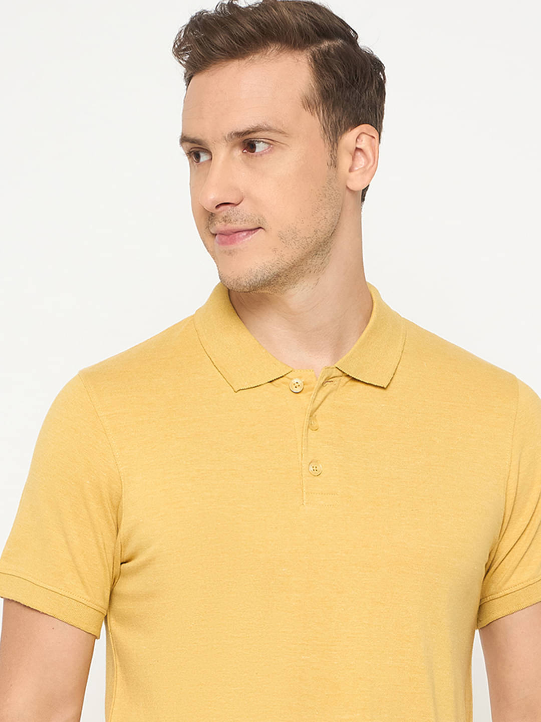 Auxamis Men Cotton Regular Fit Solid Polo T Shirt ( Yellow ) Auxamis Men Cotton Regular Fit Solid Polo T Shirt ( Yellow )