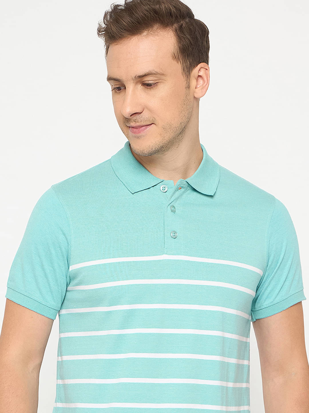 Auxamis Men Cotton Regular Fit Striped Polo T Shirt ( Sky Blue ) Auxamis Men Cotton Regular Fit Striped Polo T Shirt ( Sky Blue )