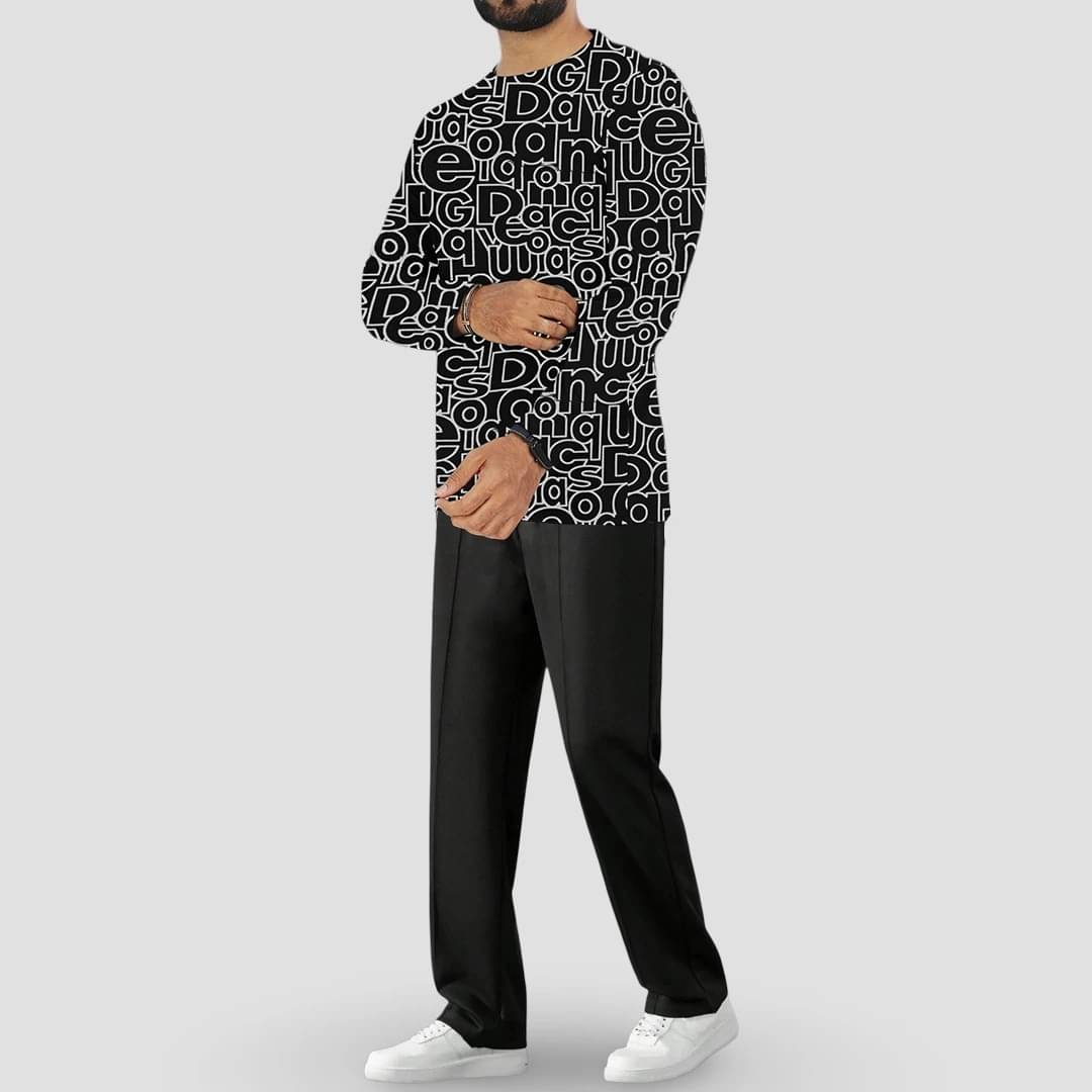     			CONWAY Men's T-shirt With Trousers Co-Ords Set ( Pack of 1 , Black )