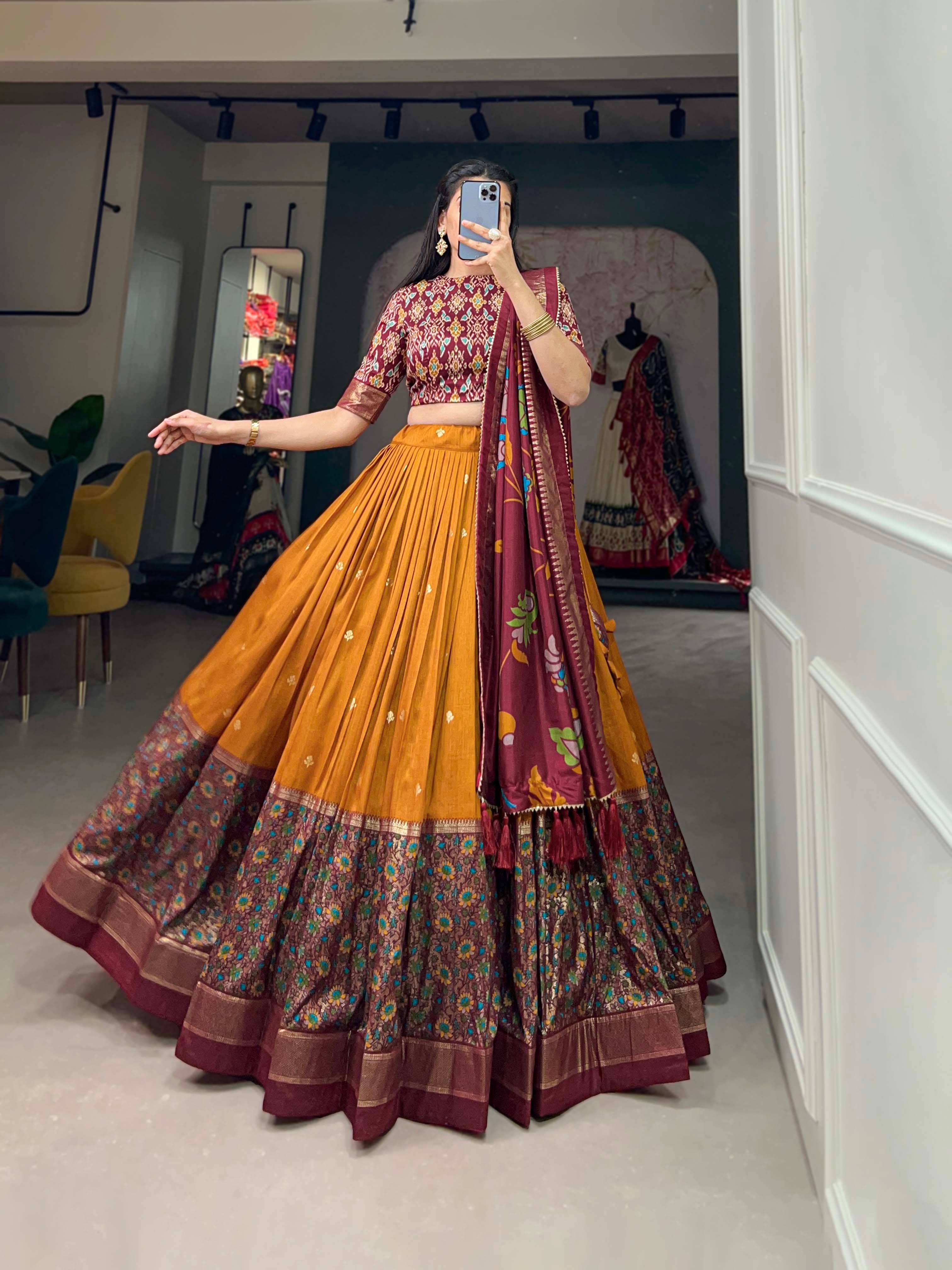 Yellow Snapdeal Ghagra Choli CYNOR Yellow Tussar Silk Chaniya